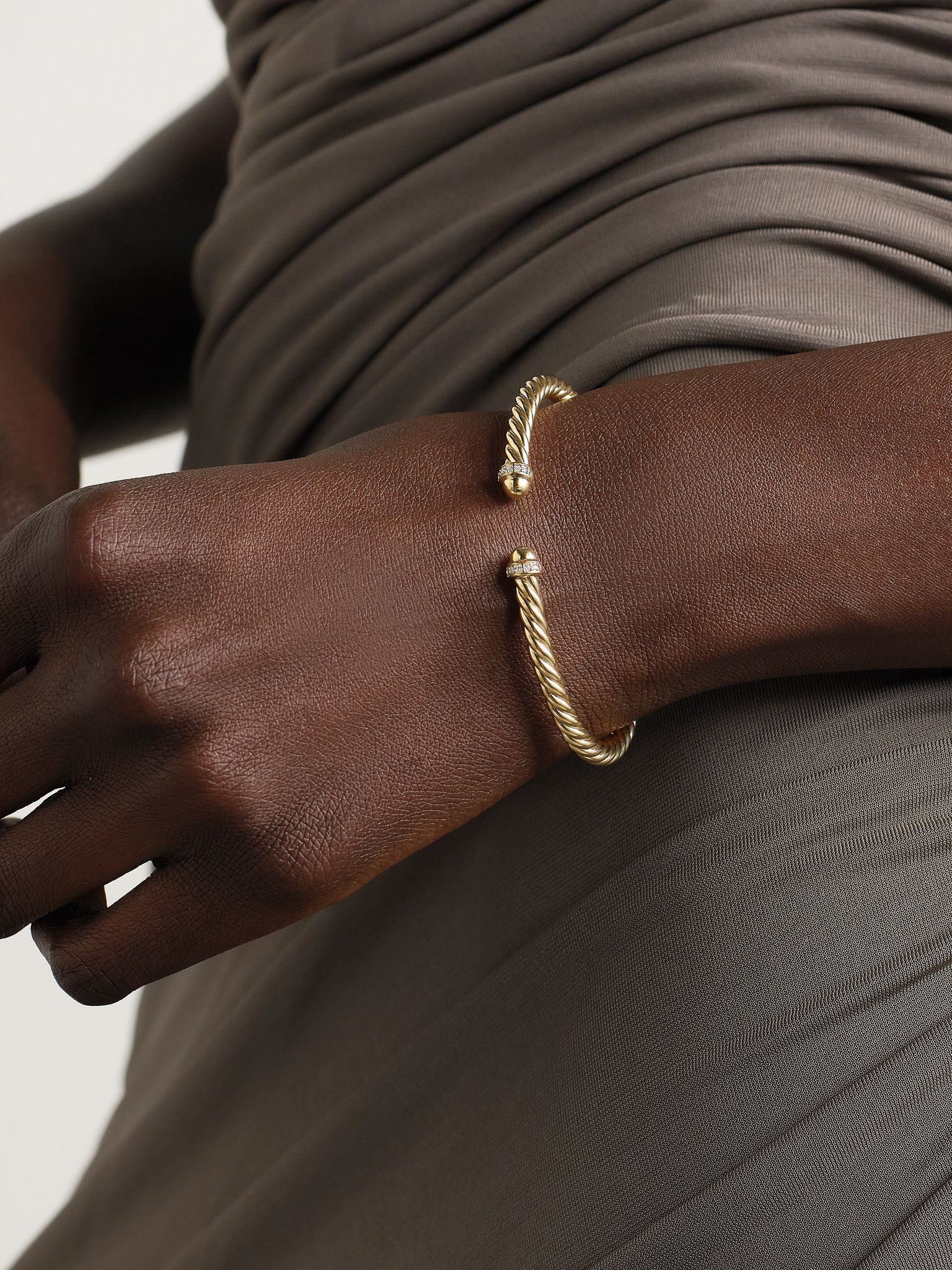 Modern Cable 18-karat gold diamond cuff Gold - 2