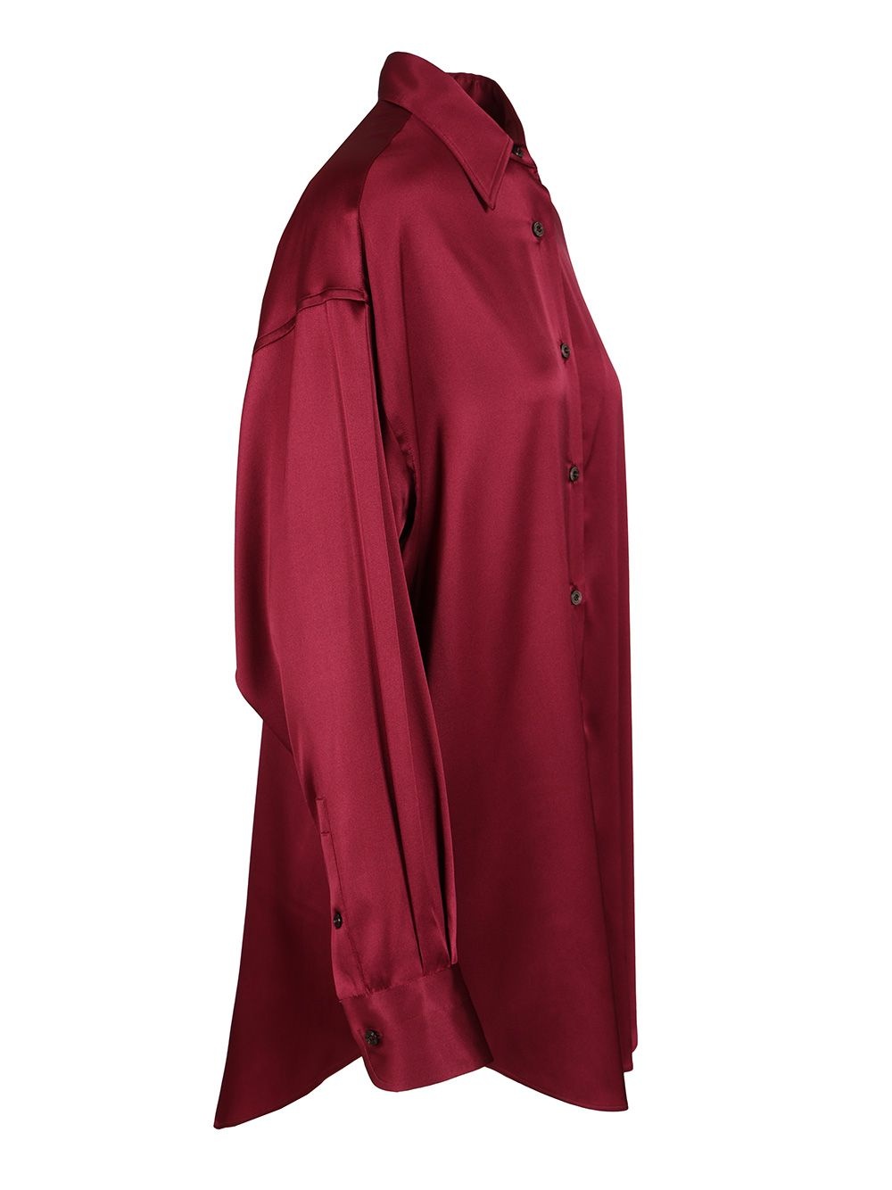 Stretch Silk Satin Shirt Shirts Red - 3