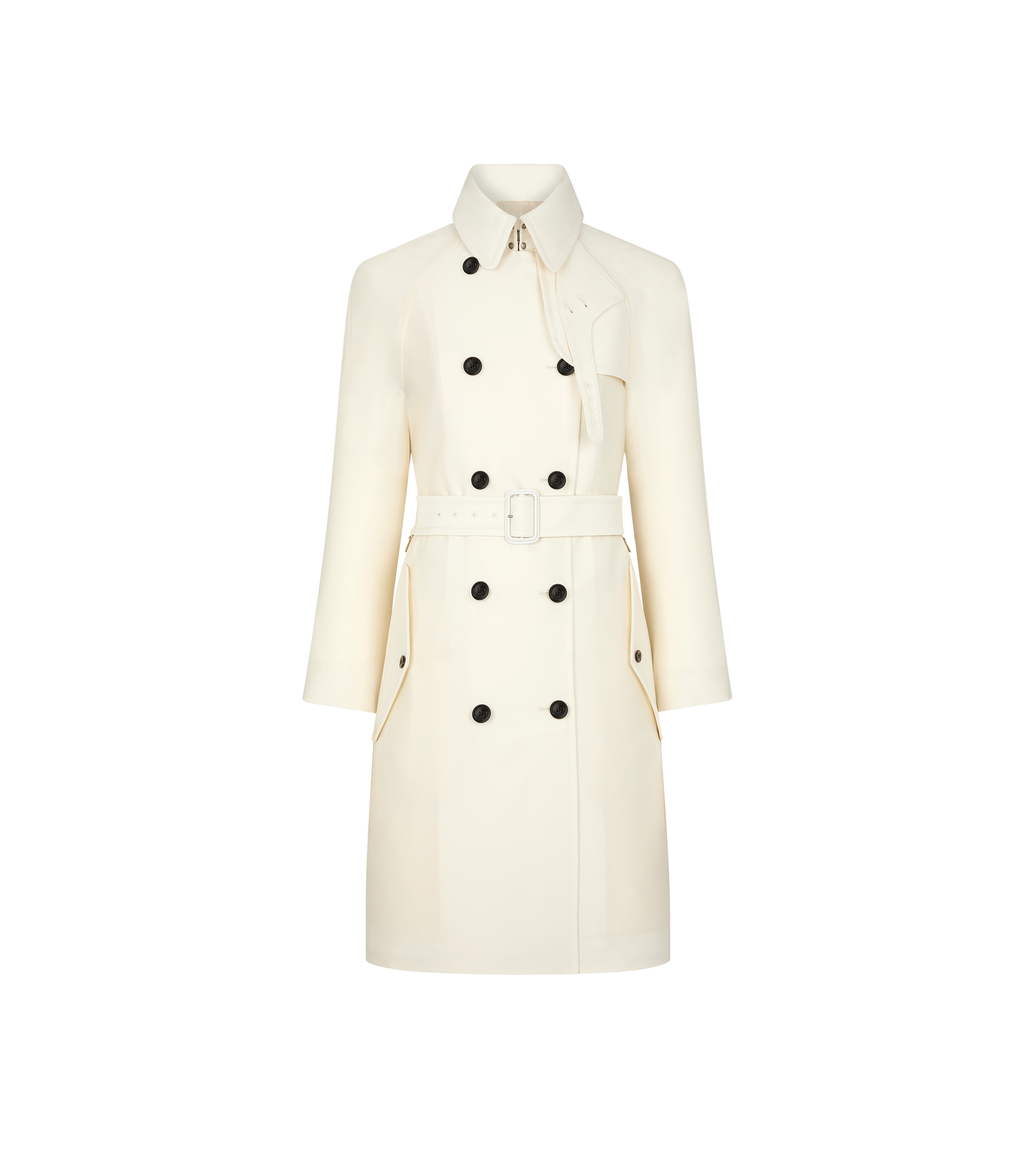 WOOL AND SILK BLEND TWILL TRENCH COAT - 1