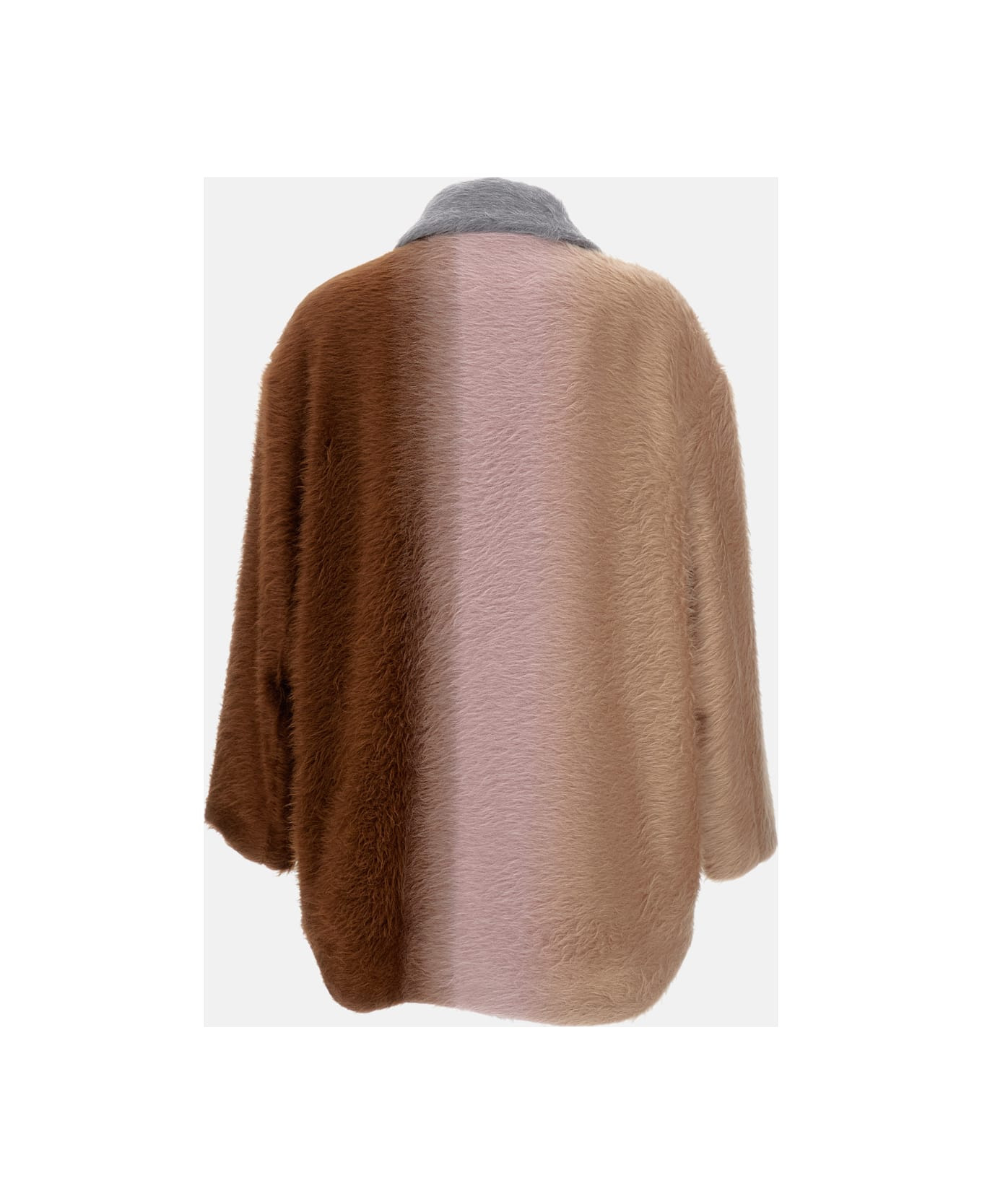 Blouson Furry Striped Coat - 2