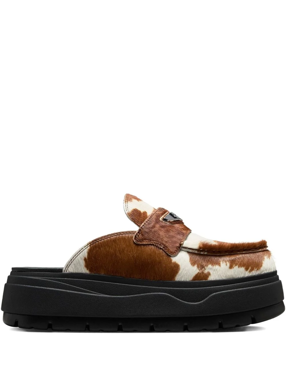 cow-print leather loafers - 1