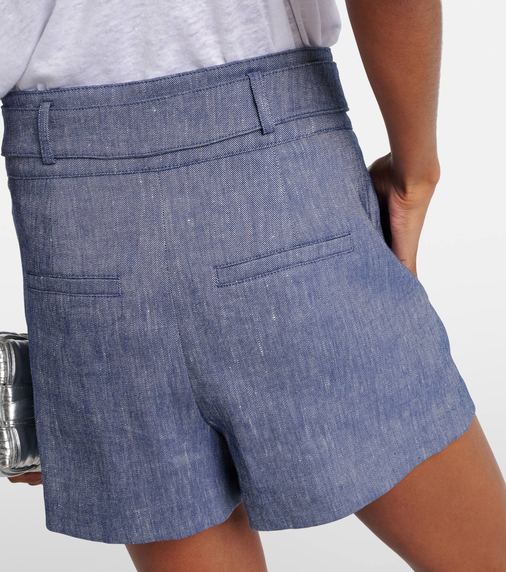 Runo high-rise linen-blend shorts - 5