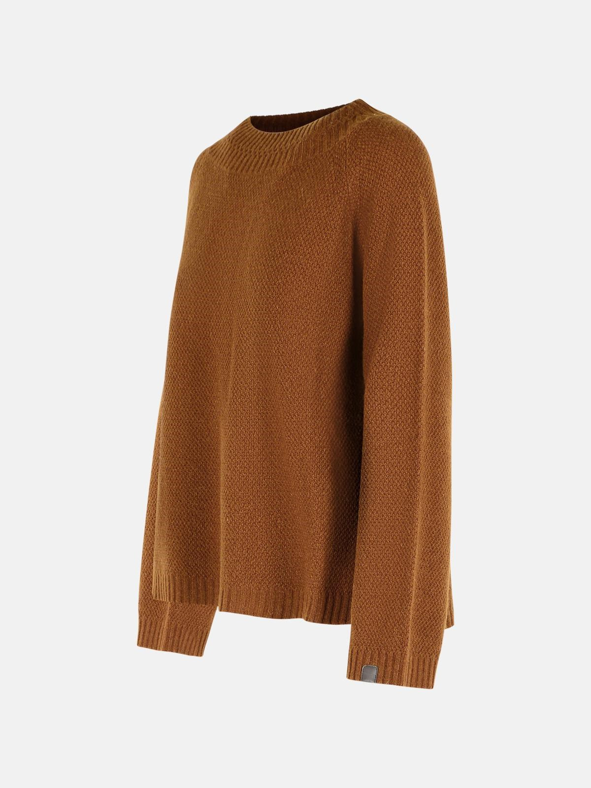 'LASER' SWEATER IN LEATHER-COLORED CAMEL YARN - 2