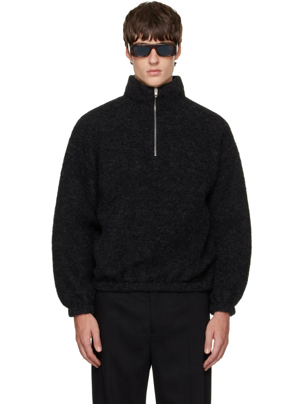 Black Quarter-Zip Sweater - 1