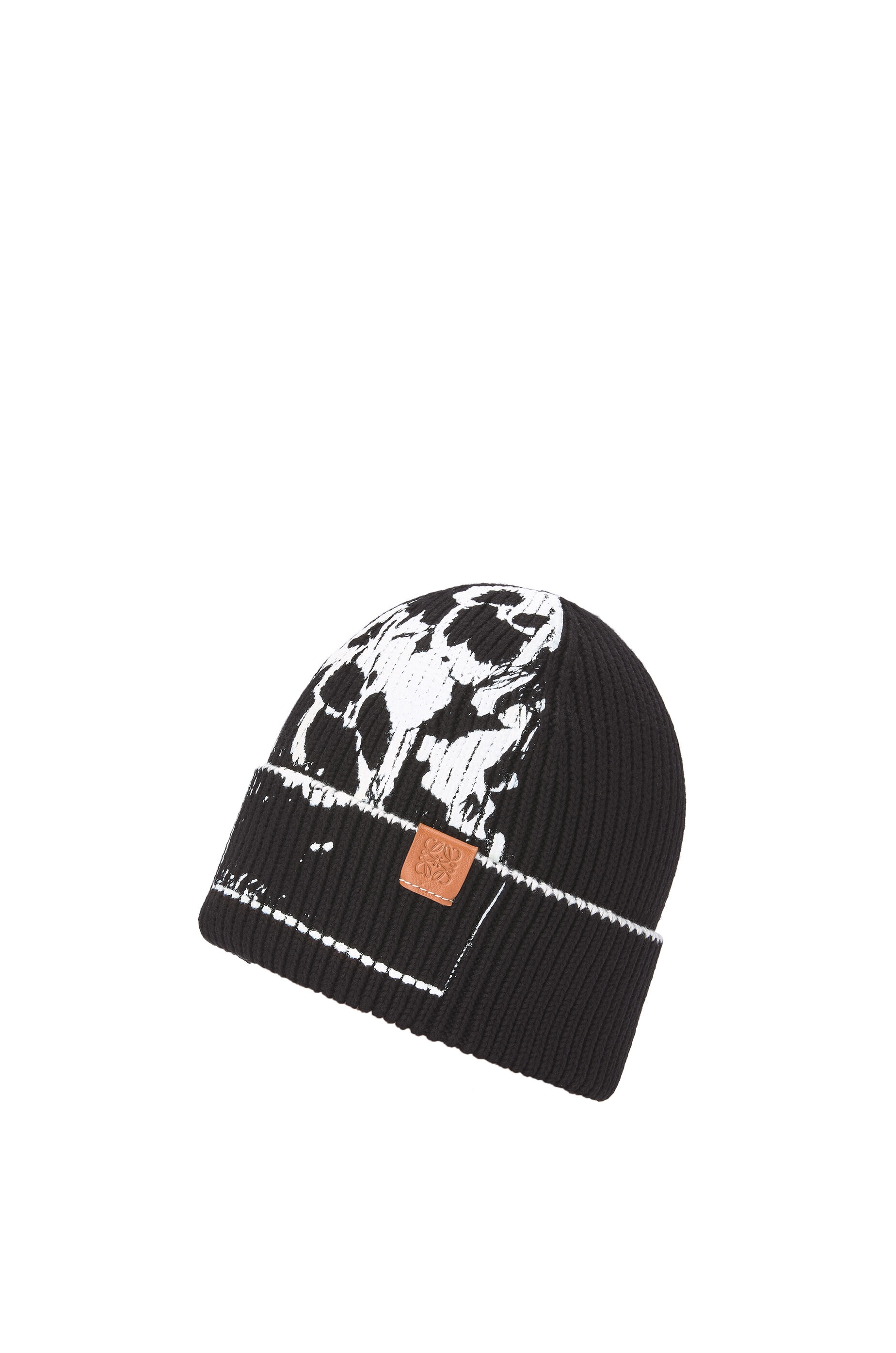 Pansies beanie in cotton and calfskin - 2
