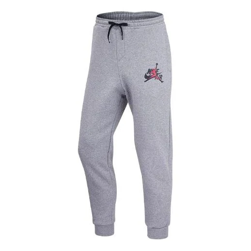 Men's Air Jordan Logo Printing Fleece Stay Warm Lacing Sports Pants/Trousers/Joggers Gray DH9503-091 - 1