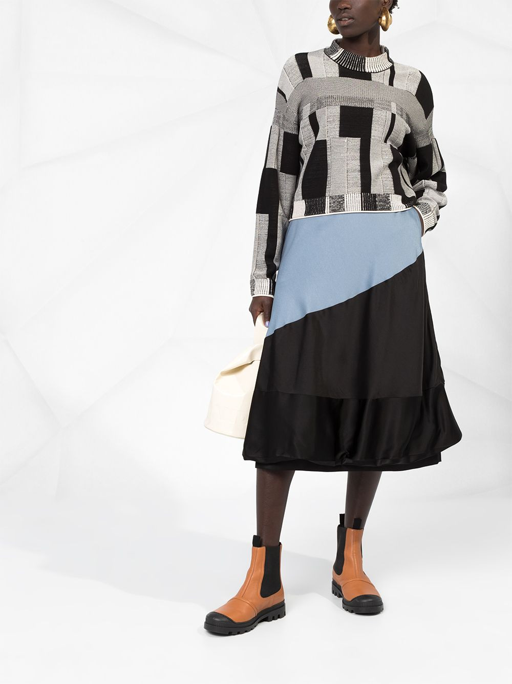 colour-block balloon skirt - 2