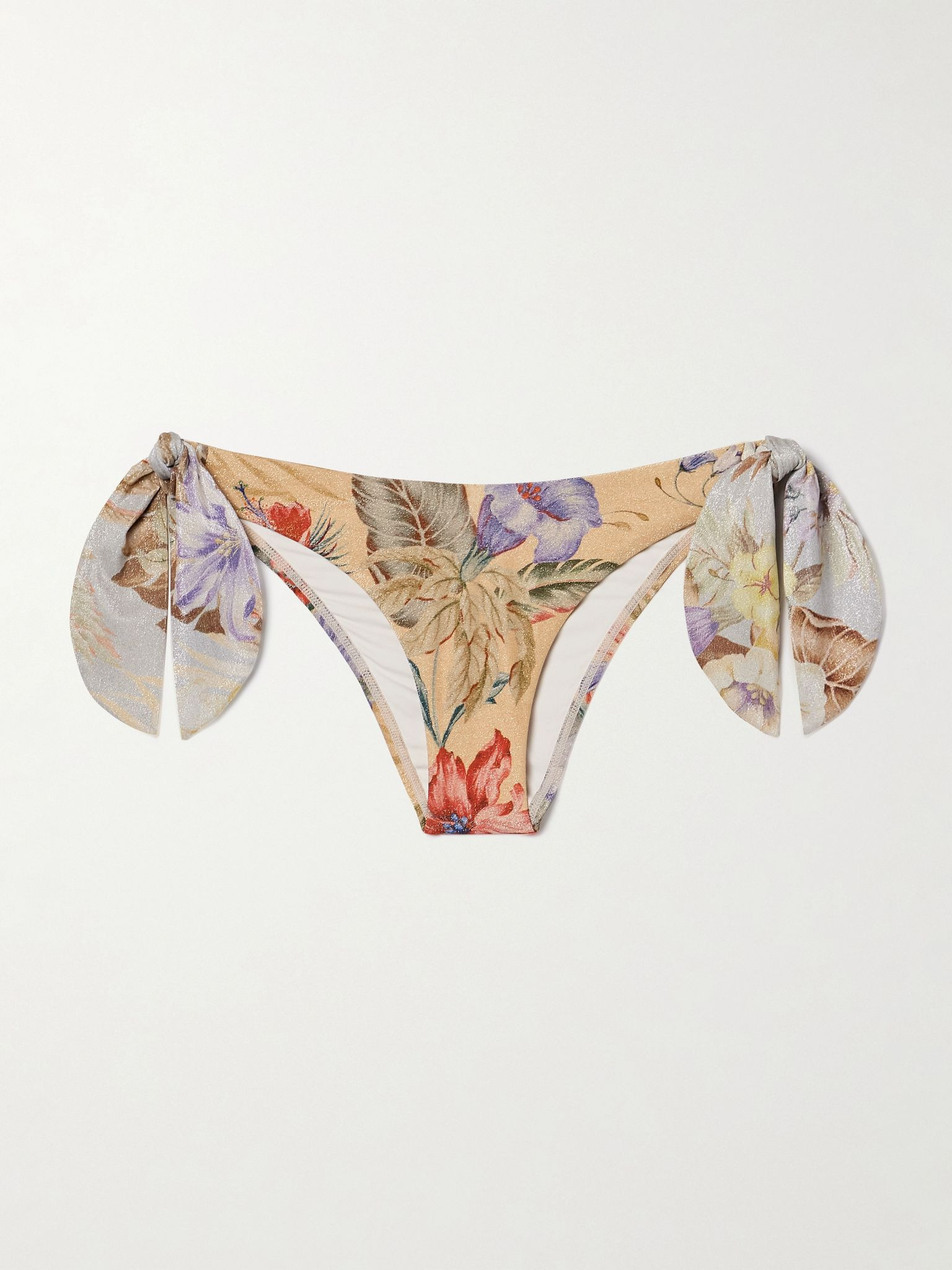 Coco metallic floral-print bikini briefs Beige - 1