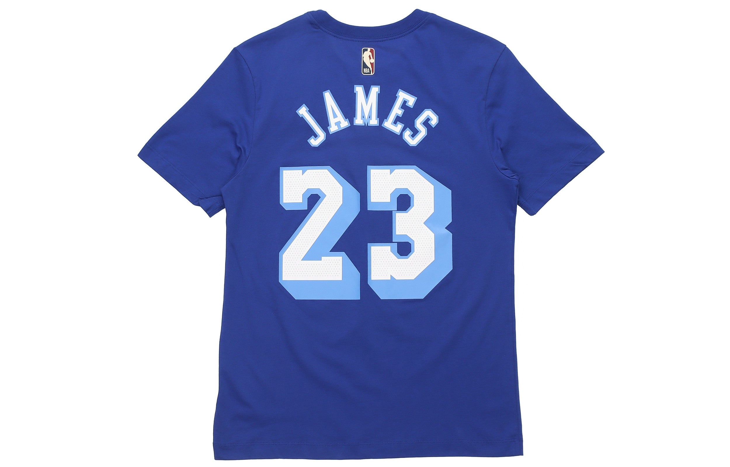 Nike Classic Edition Los Angeles Lakers LeBron James No. 23 Basketball Round Neck Short Sleeve Blue  - 2