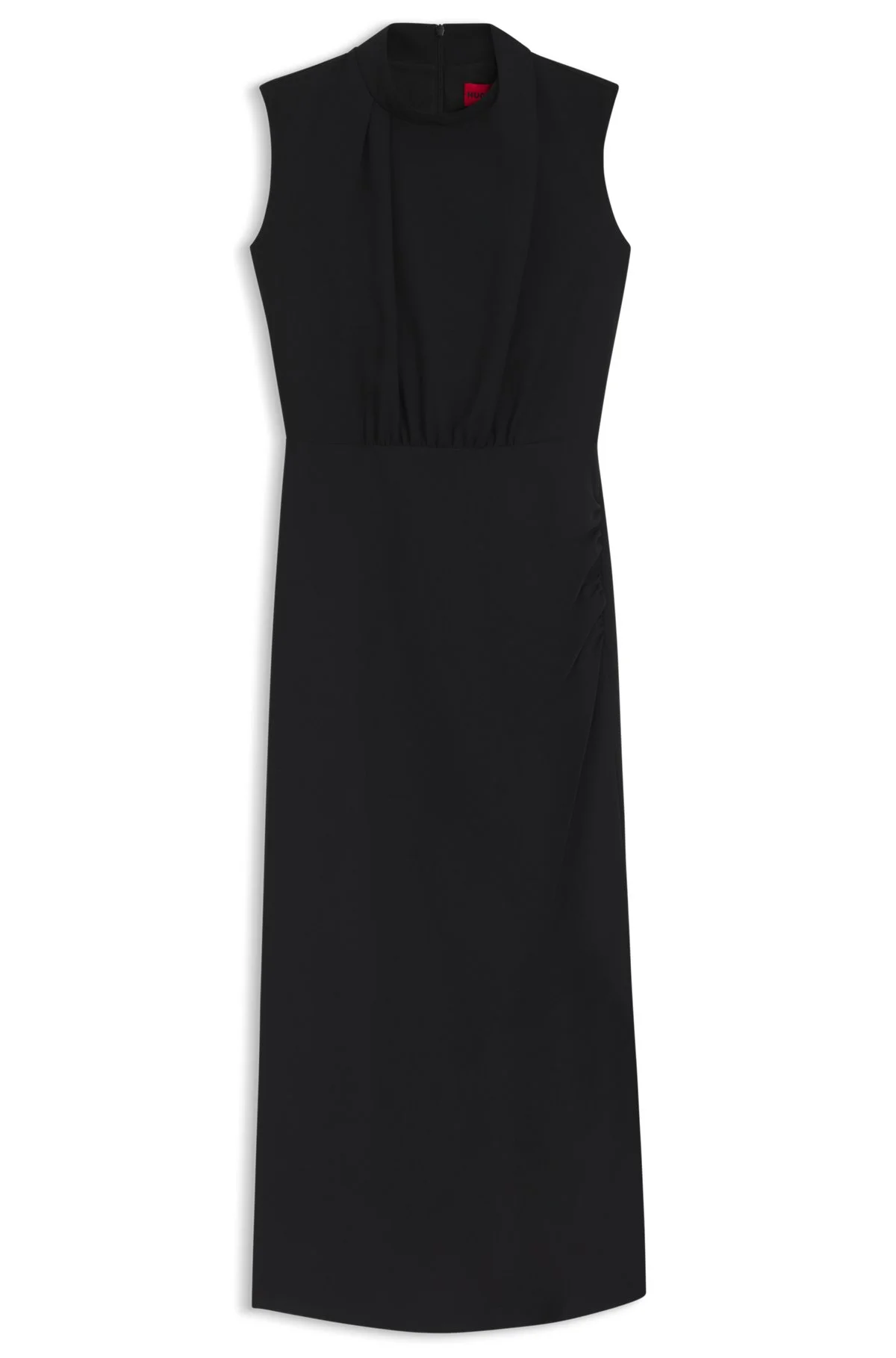 LONG-LENGTH DRESS IN CREPE WITH DRAPED MOCK NECKLINE - 1