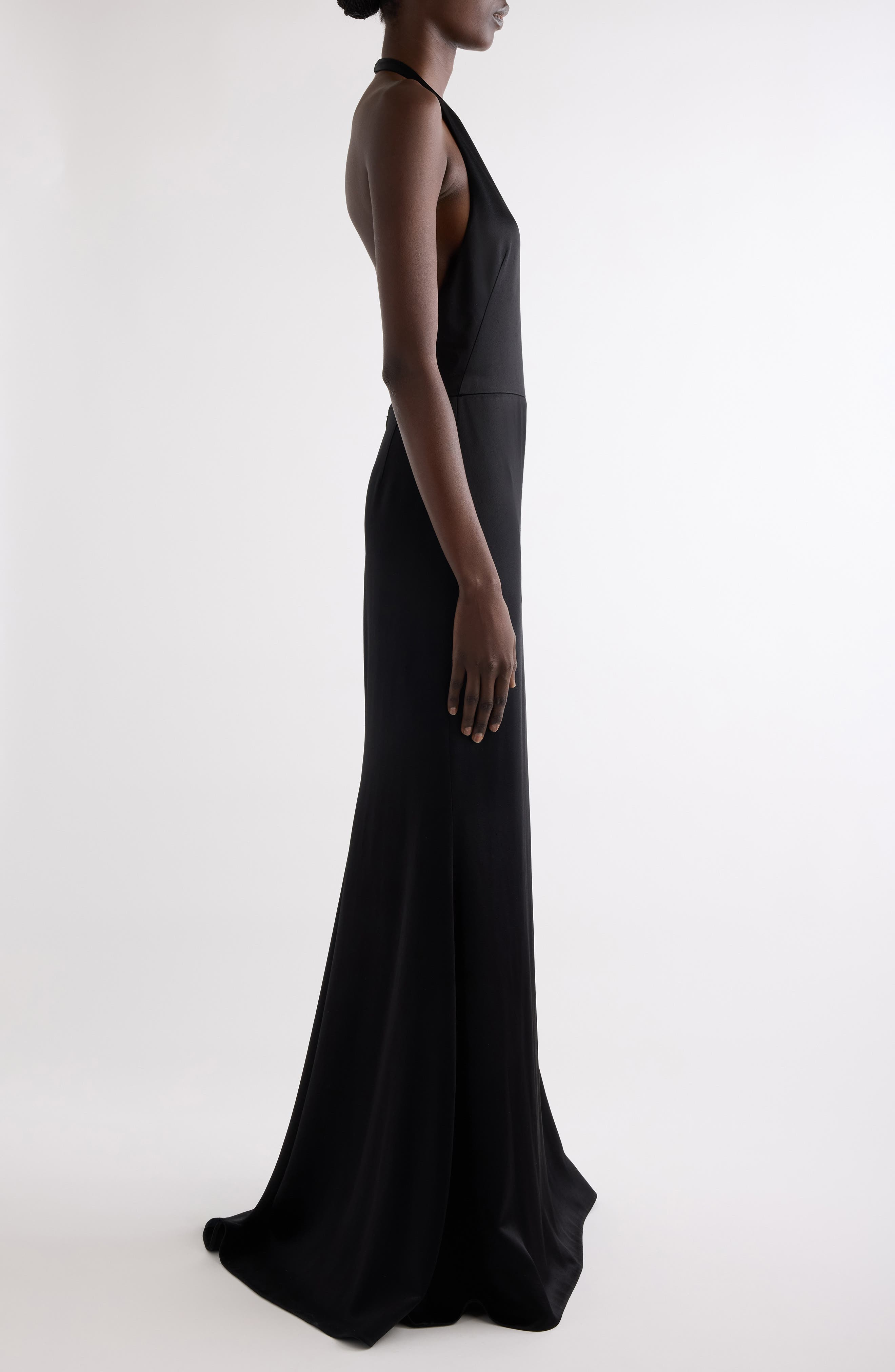 Givenchy Halter Neck Crepe Back Satin Gown in Black at Nordstrom - 3