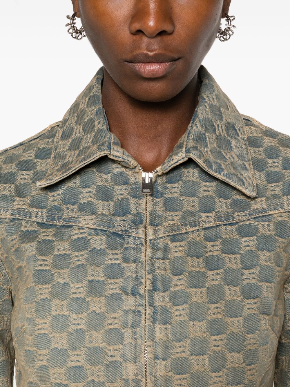 monogram-jacquard denim jacket - 5