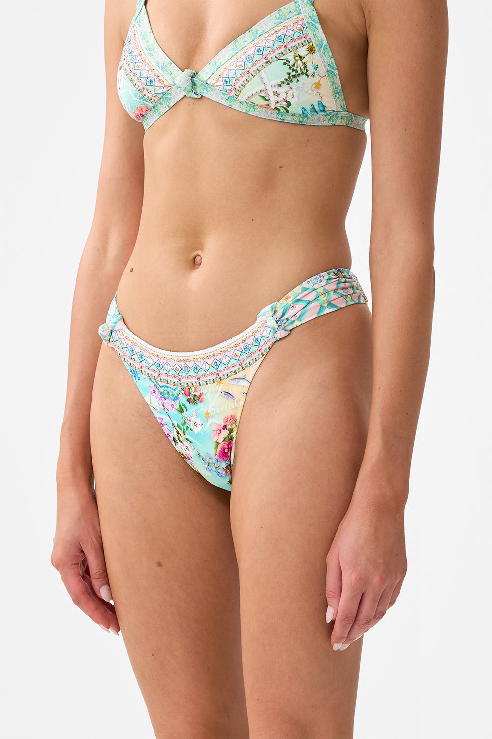 REGULAR BIKINI BOTTOM WITH RUCHED KNOT SIDES - 5