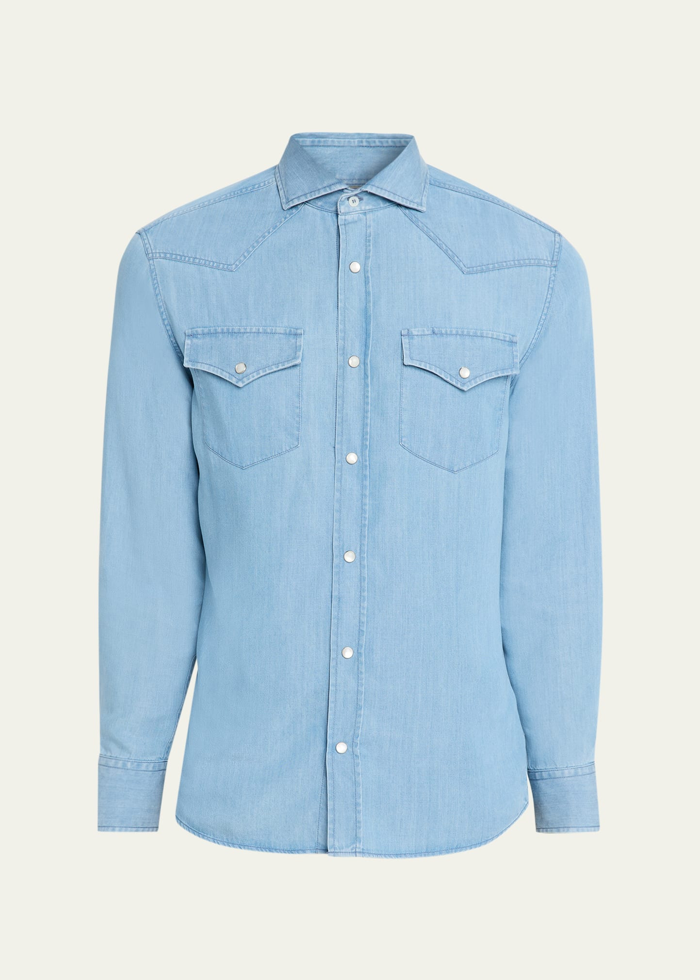 Mens Lightweight Denim Western Shirt - 1