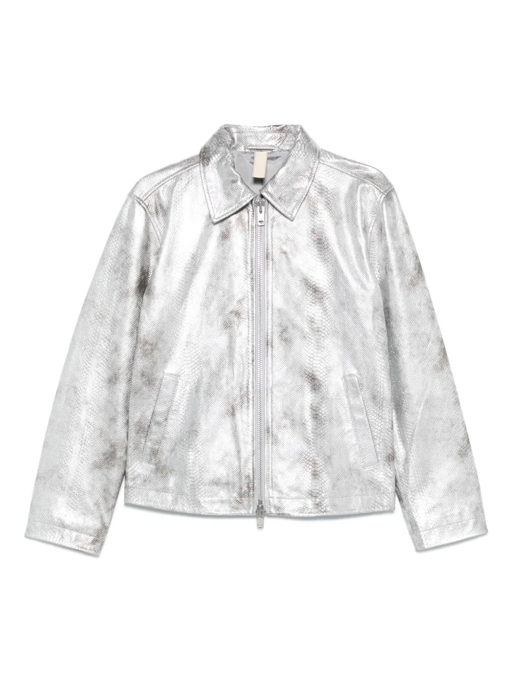 snakeskin-effect zip-front jacket - 1