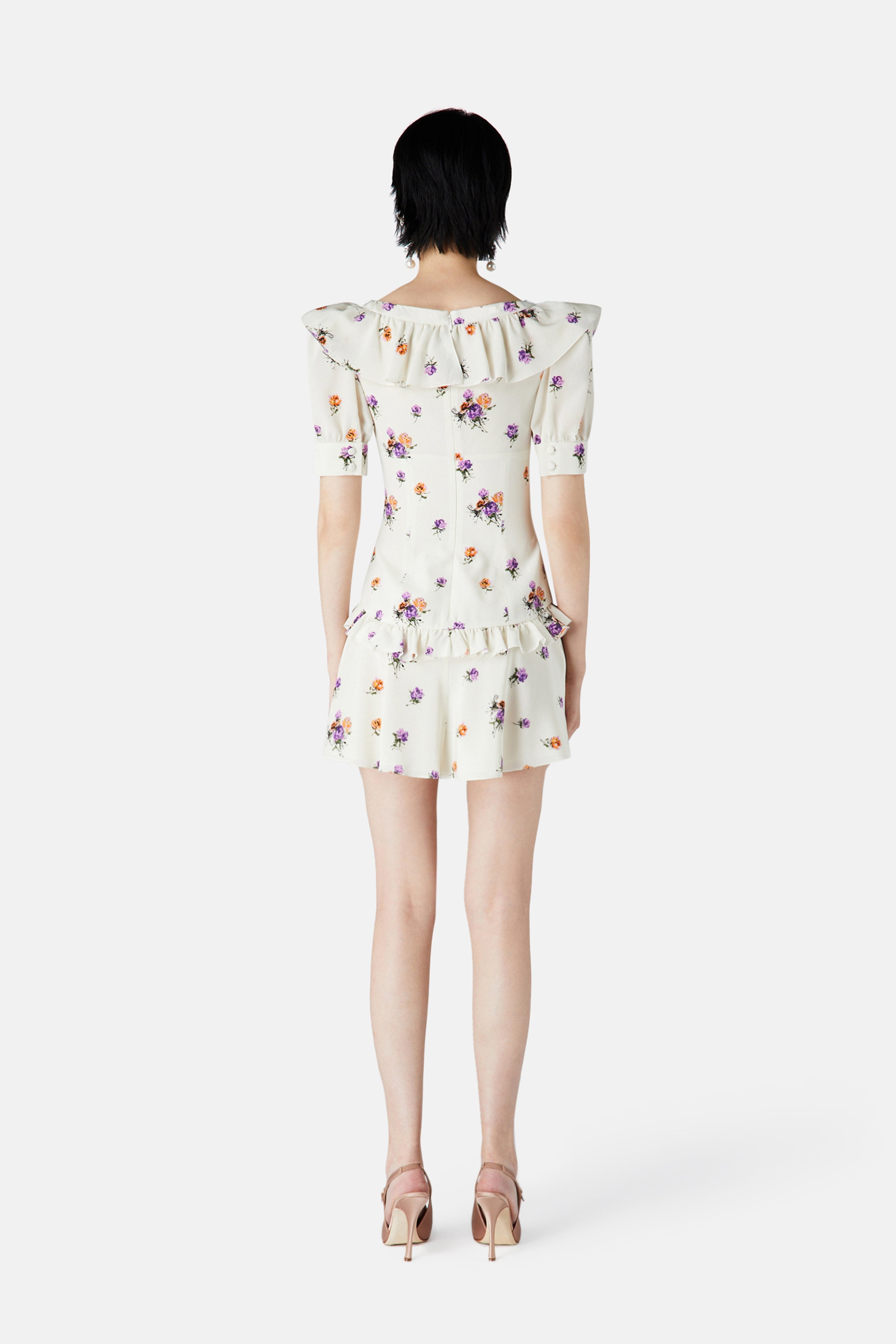 ROSE PRINT MINI DRESS - 4