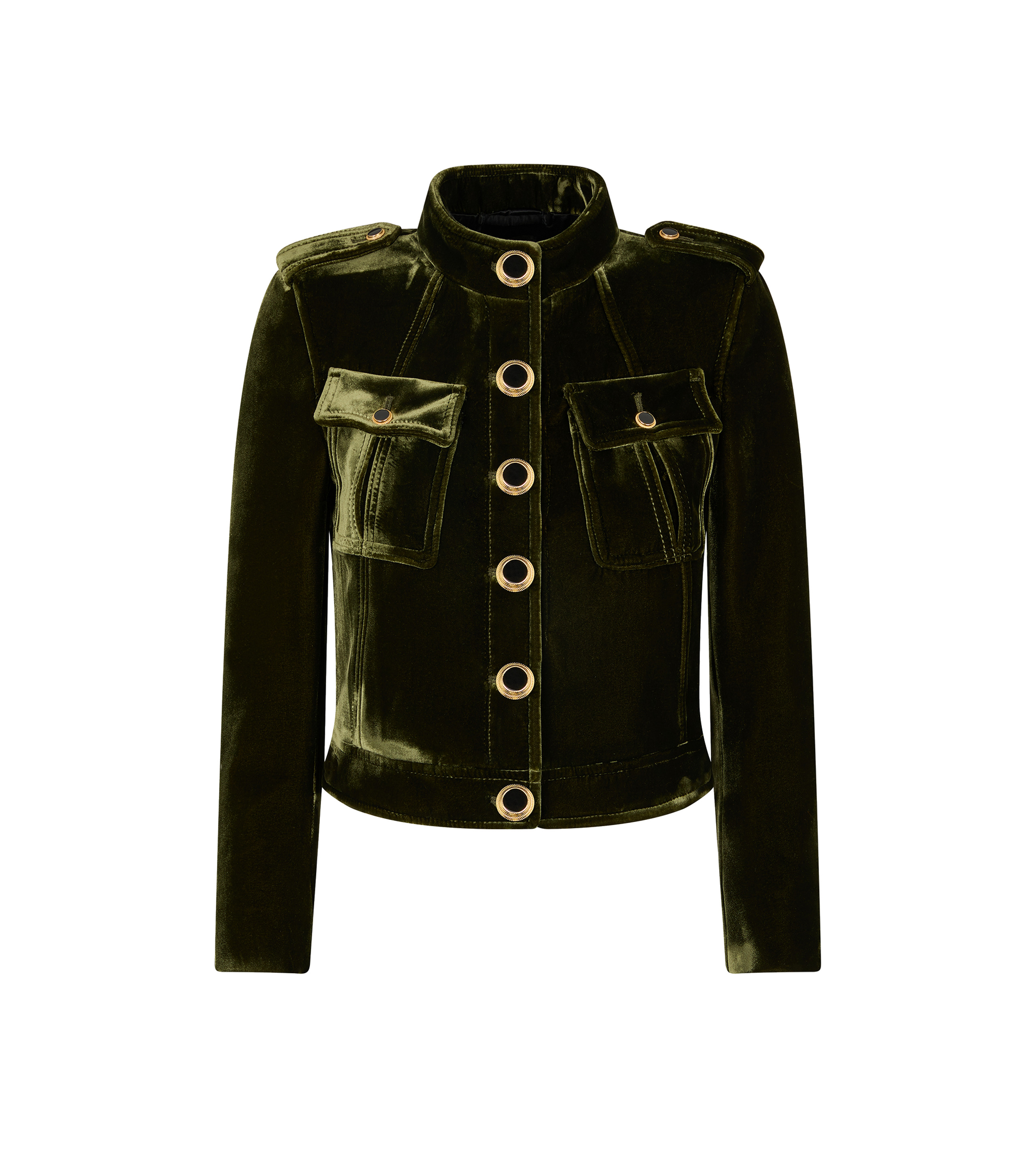 BONDED VELVET MILITARY CHASSEUR JACKET - 1