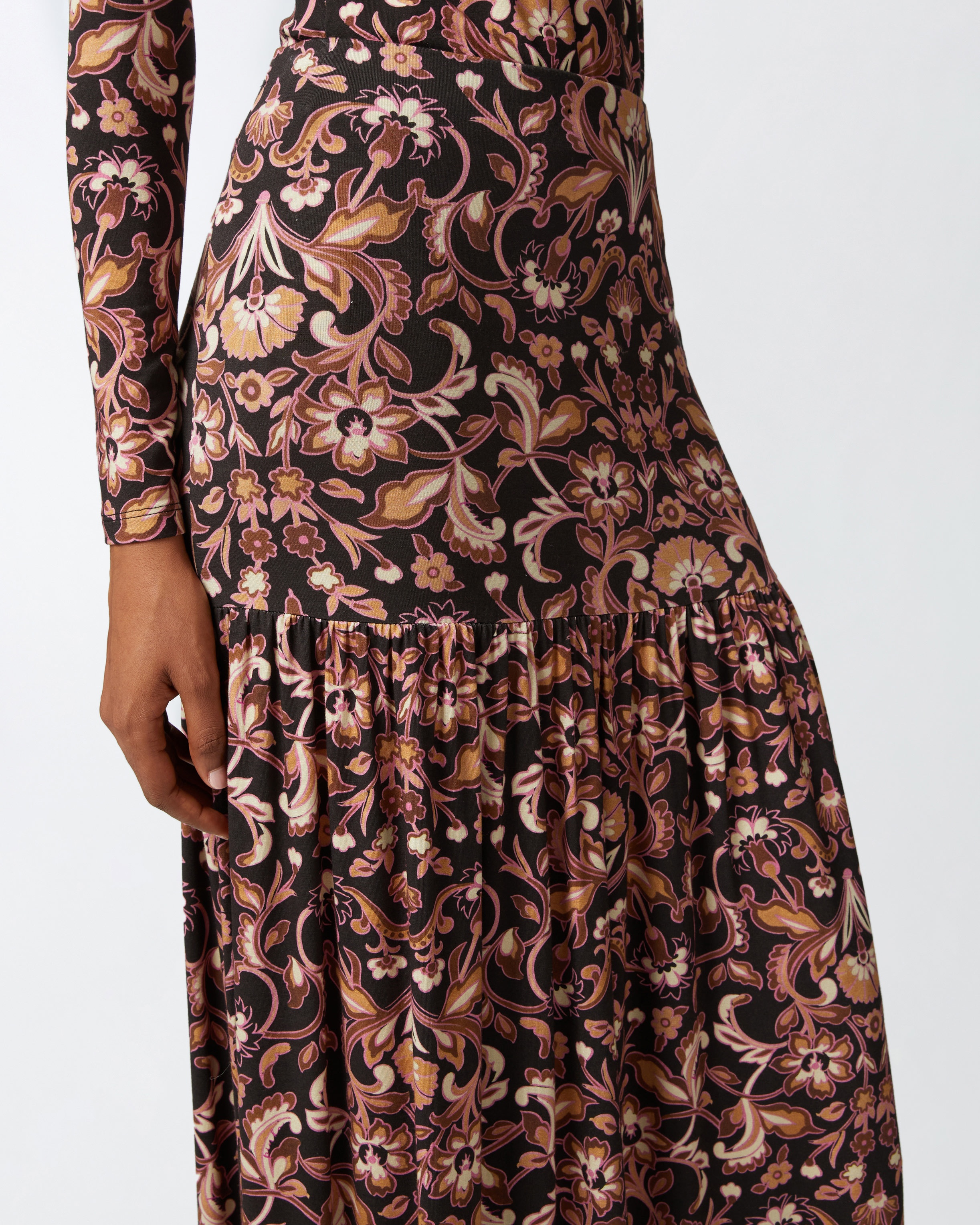 LONG FLORAL JERSEY SKIRT - 5