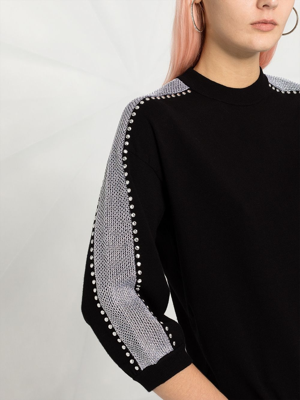 mesh-panel sweater  - 3