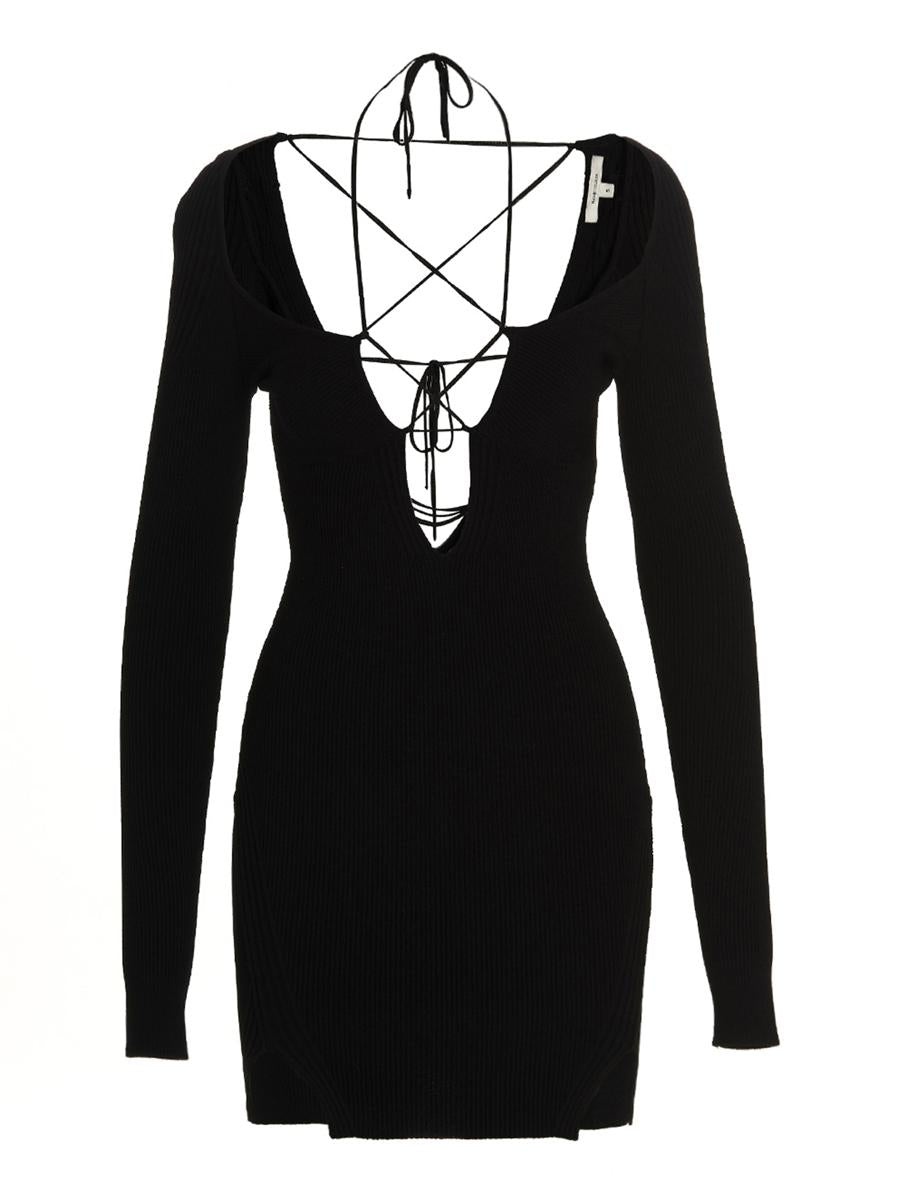 ワンピース Nensi Dojaka Deep neckline minidress (NDAW22KT012 BLACK) NENSI DOJAKA NENSI DOJAKA DEEP NECKLINE MINIDRESS | baltini