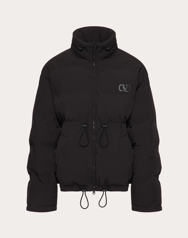 MATTE NYLON DOWN JACKET WITH HOOD AND VLOGO SIGNATURE PATCH 1