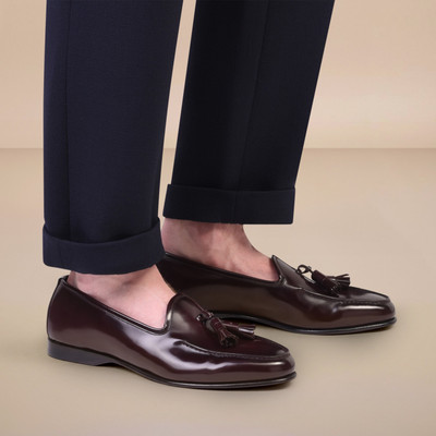 Santoni Men’s burgundy shiny leather Andrea tassel loafer outlook