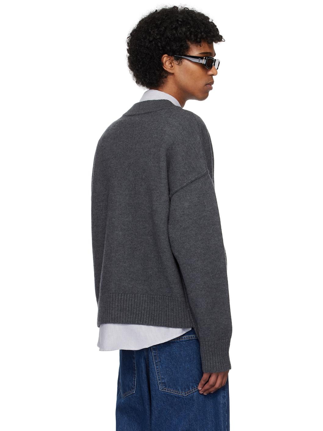 Gray Wool Ami de Coeur Cardigan - 3