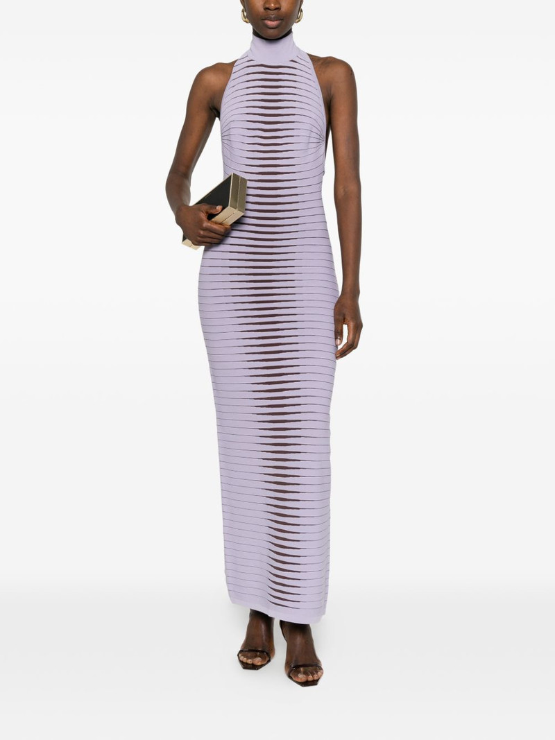 ELISABETTA FRANCHI high-neck striped maxi dress outlook