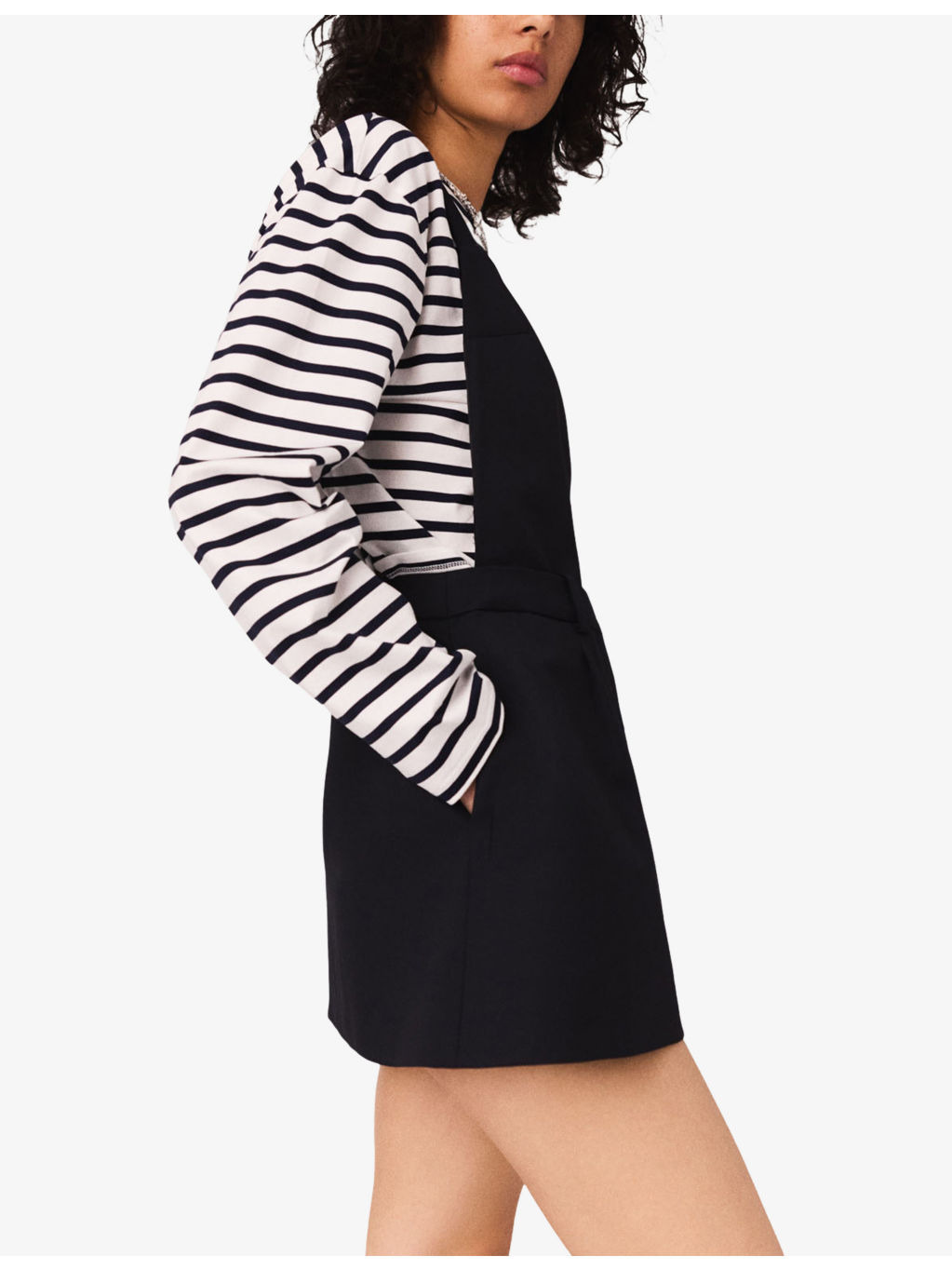 Pinafore-Strap Square-Neck Stretch-Woven Mini Dress - 4