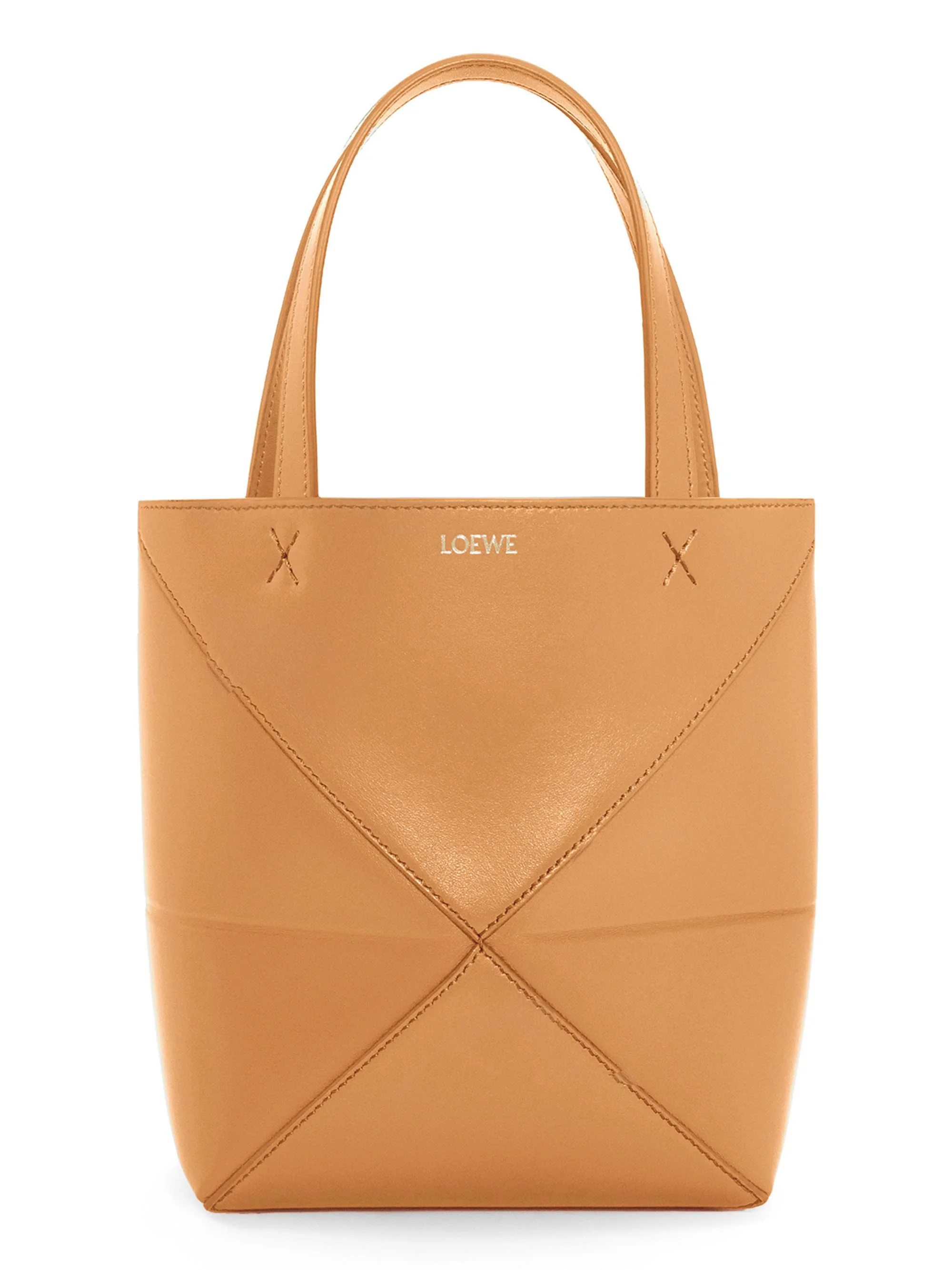 Women's Mini Puzzle Fold Leather Tote Bag - Warm Desert - 1