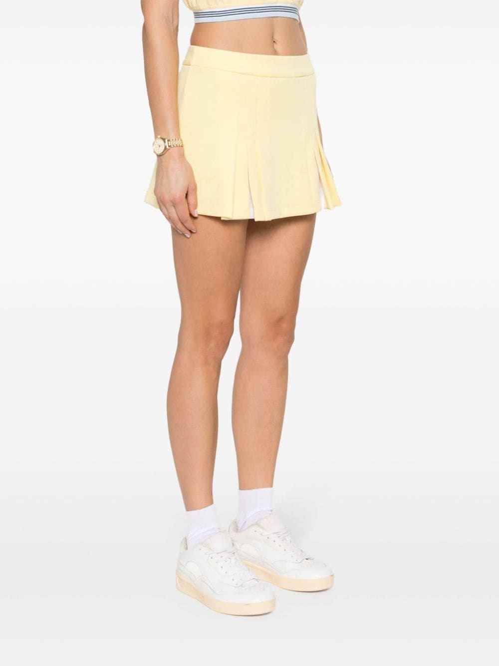 logo-embroidered pleated miniskirt - 3