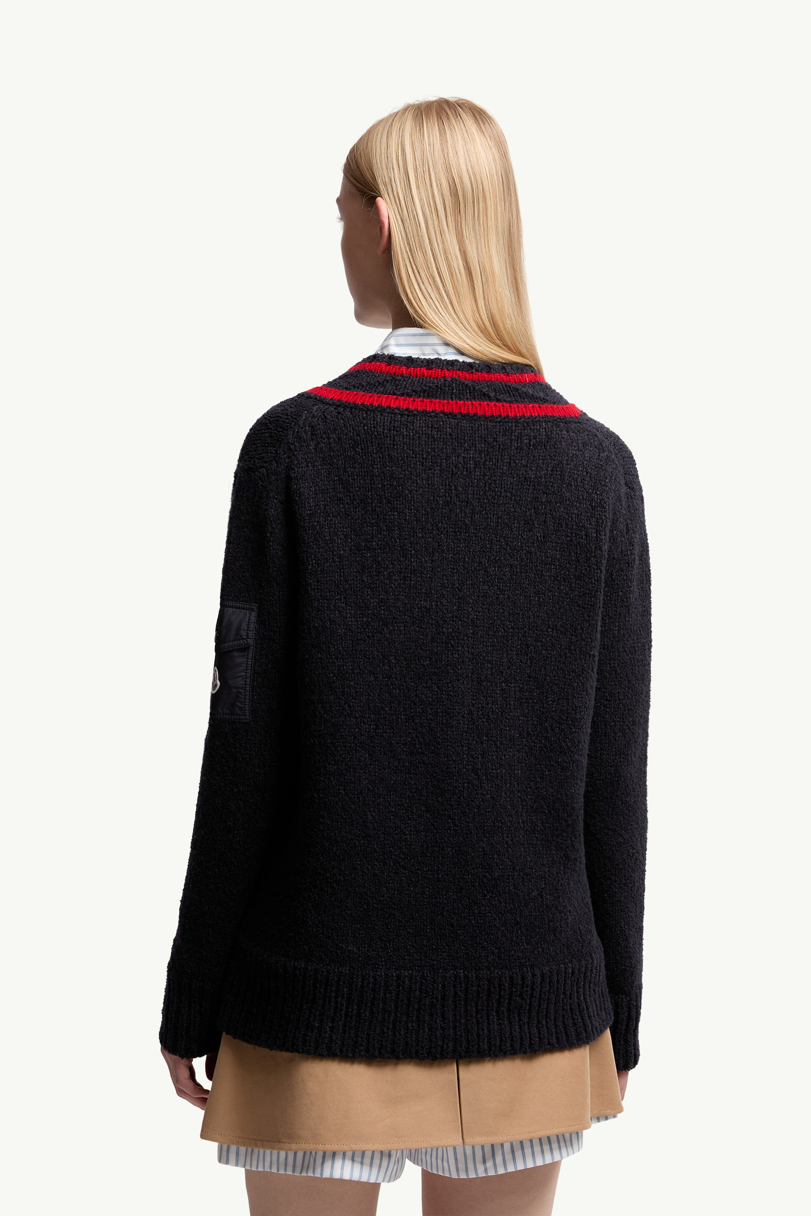 Padded V-Neck Cotton & Wool Blend Sweater - 5