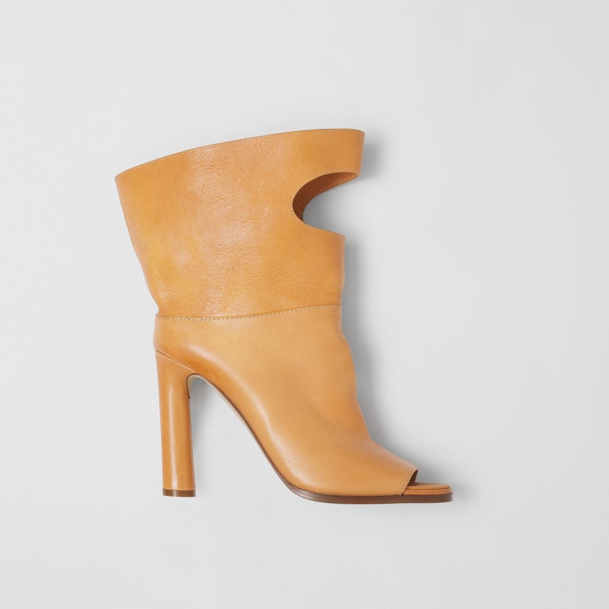 Porthole Detail Leather Peep-toe Boots - 7