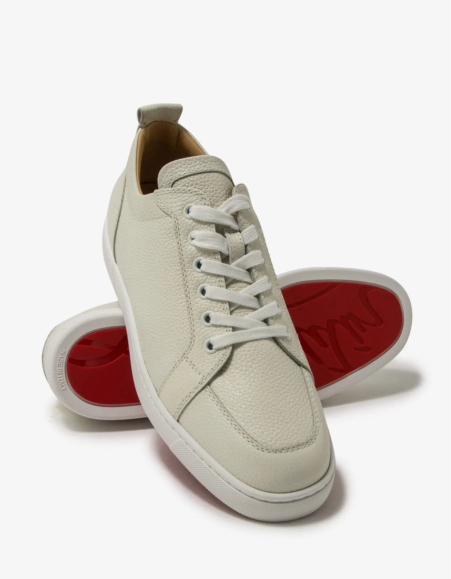 Christian Louboutin Rantulow Latte Grain Leather Trainers - 4