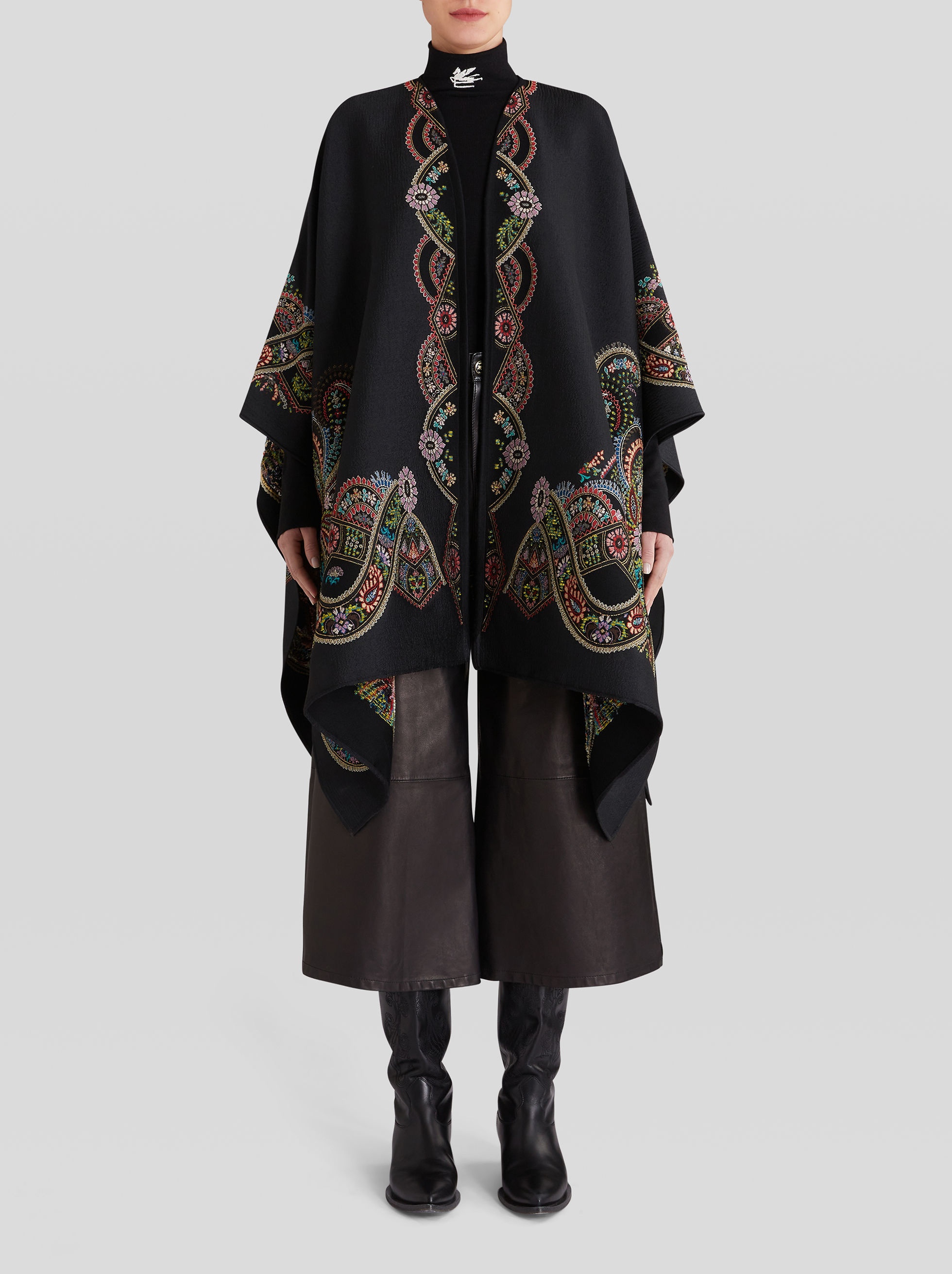 FLORAL PAISLEY JACQUARD CAPE - 3