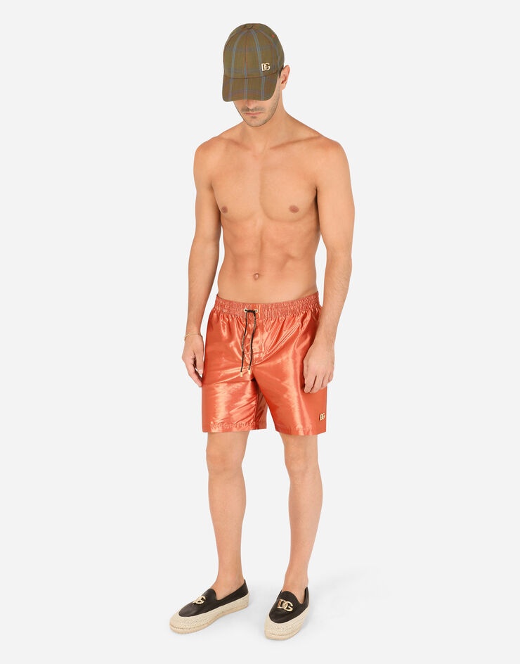 Mid-length swim trunks with metal DG logo - 2