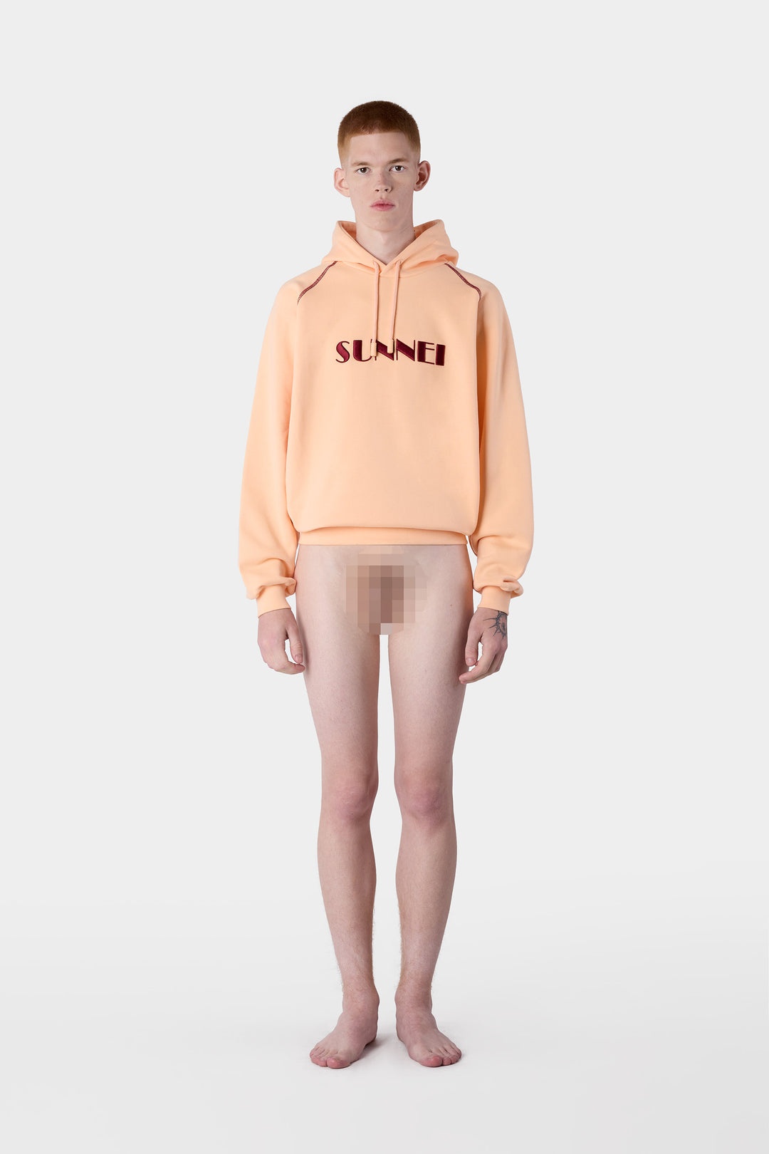 EMBROIDERED BIG LOGO HOODIE / powder pink - 4