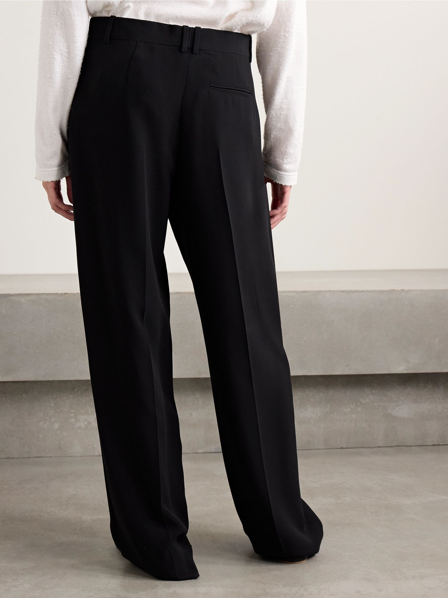 Alfidis pleated cotton-crepe wide-leg pants Black - 4