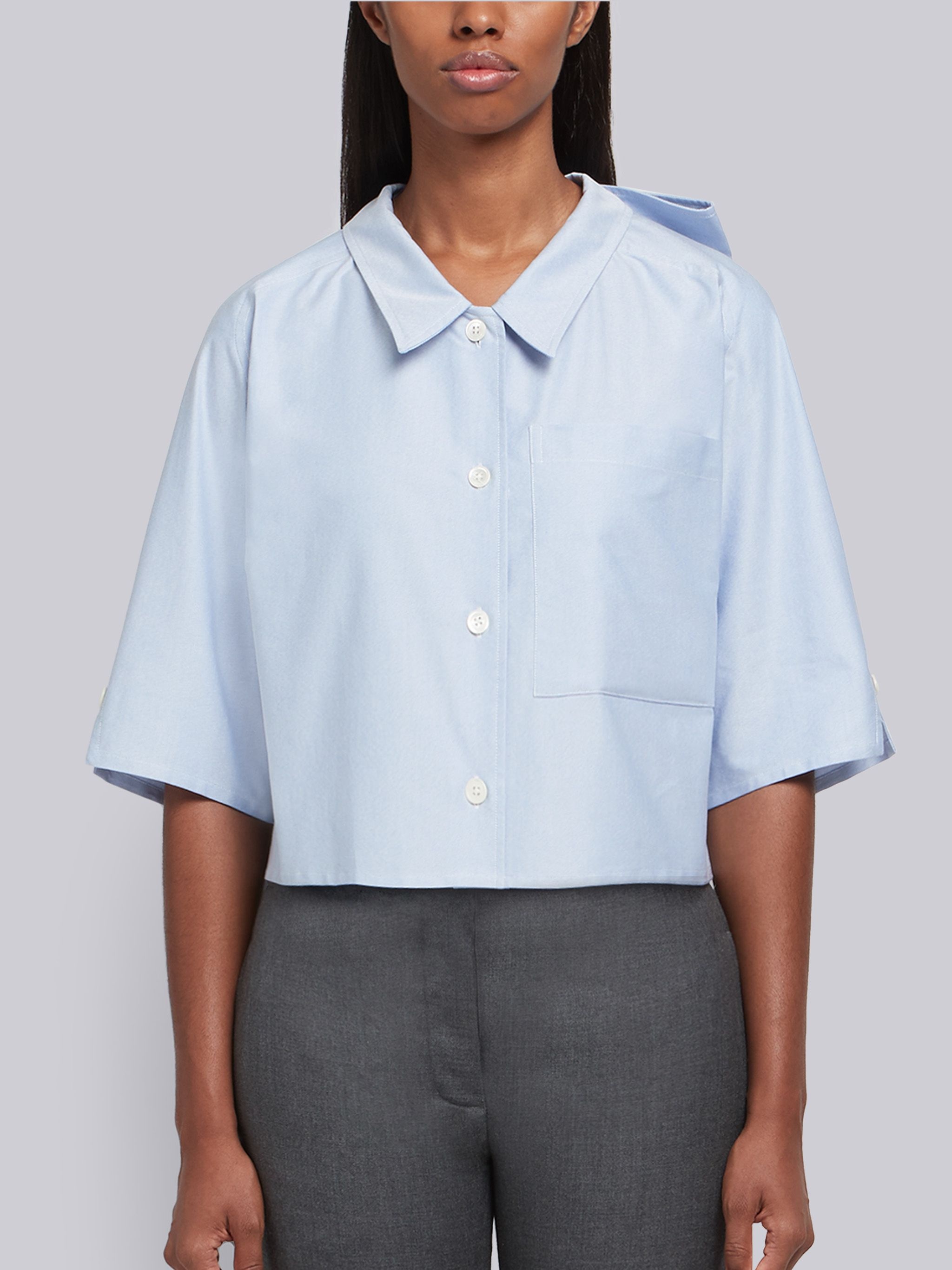 Bow Collar Oxford Cuban Tee - 1