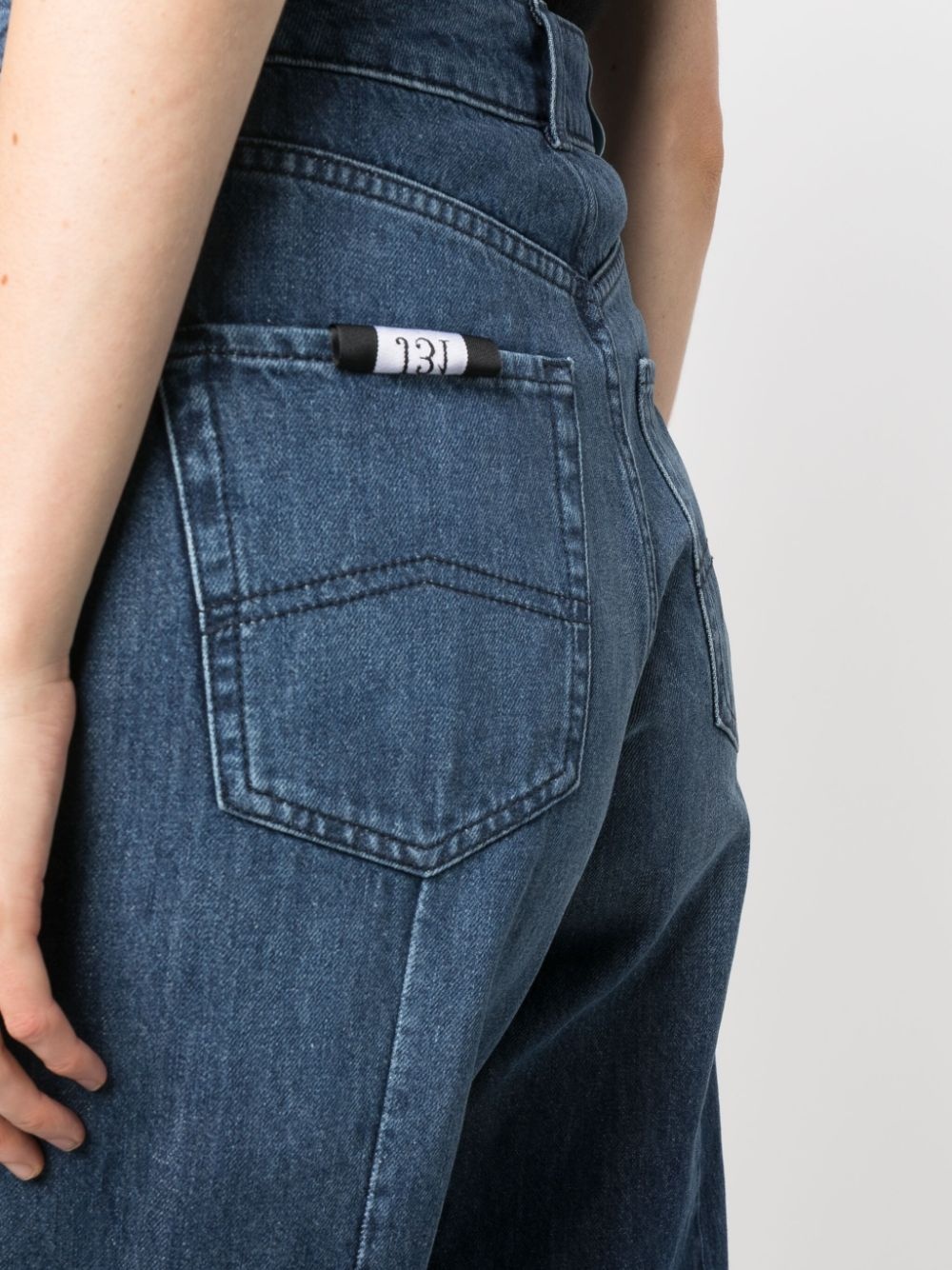 wide-leg cropped denim culottes - 5