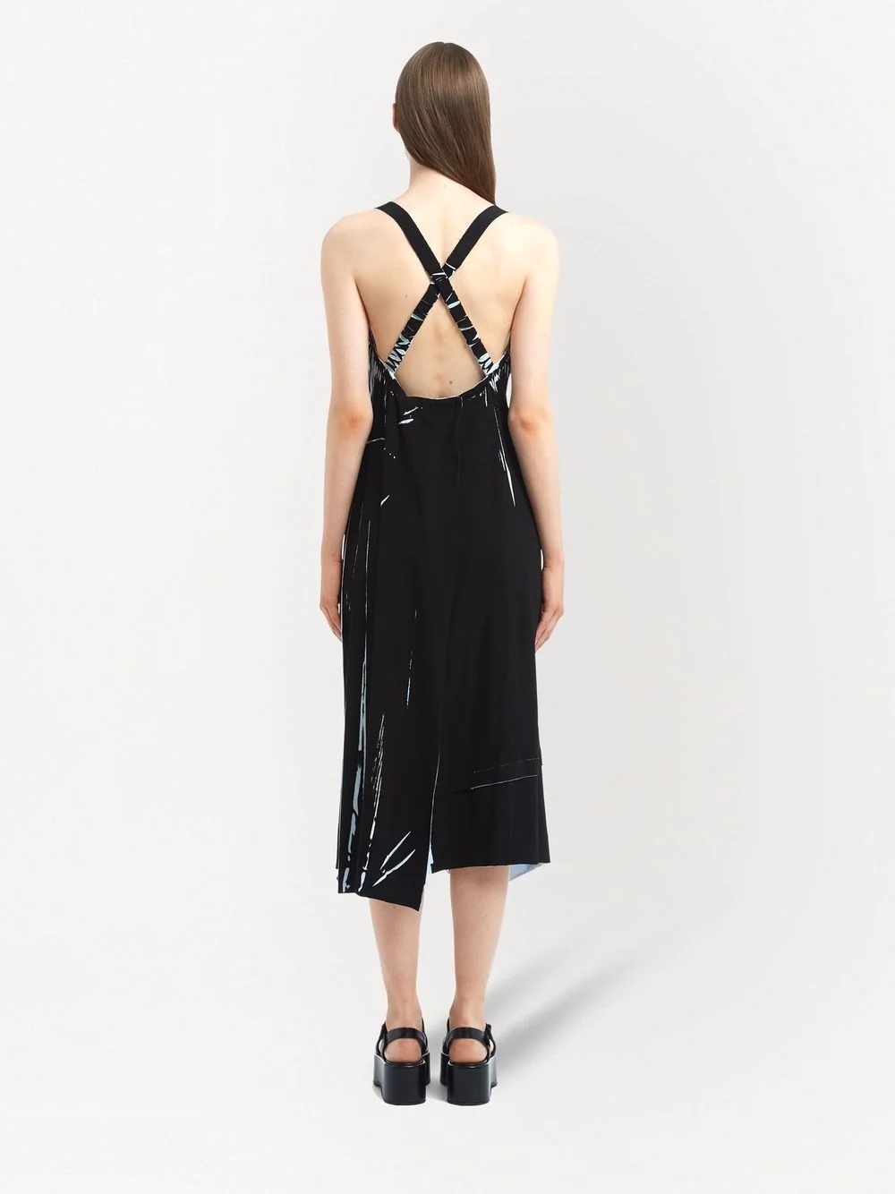 sleeveless printed sablé dress - 4