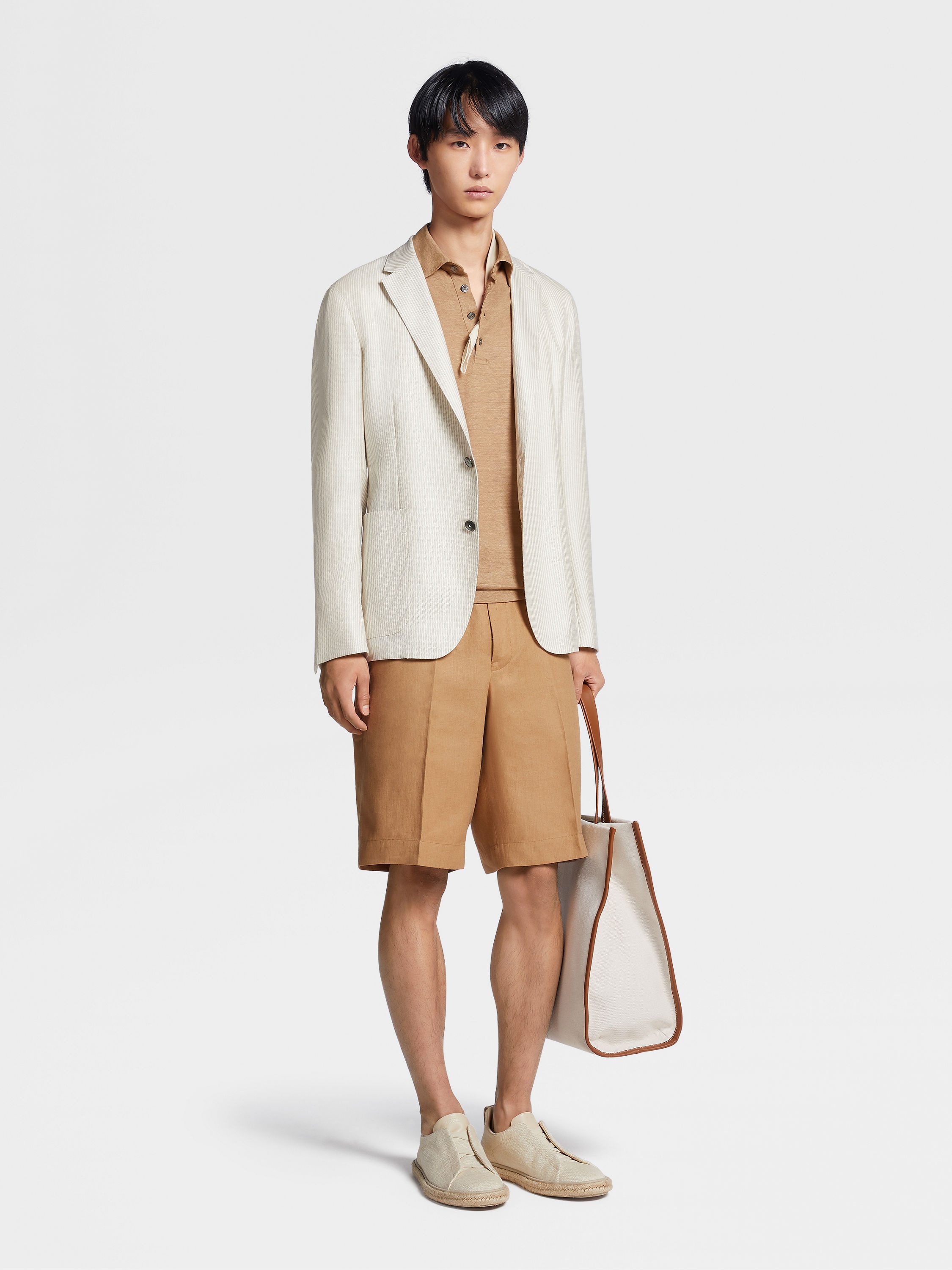 BEIGE PURE LINEN SHORTS - 6