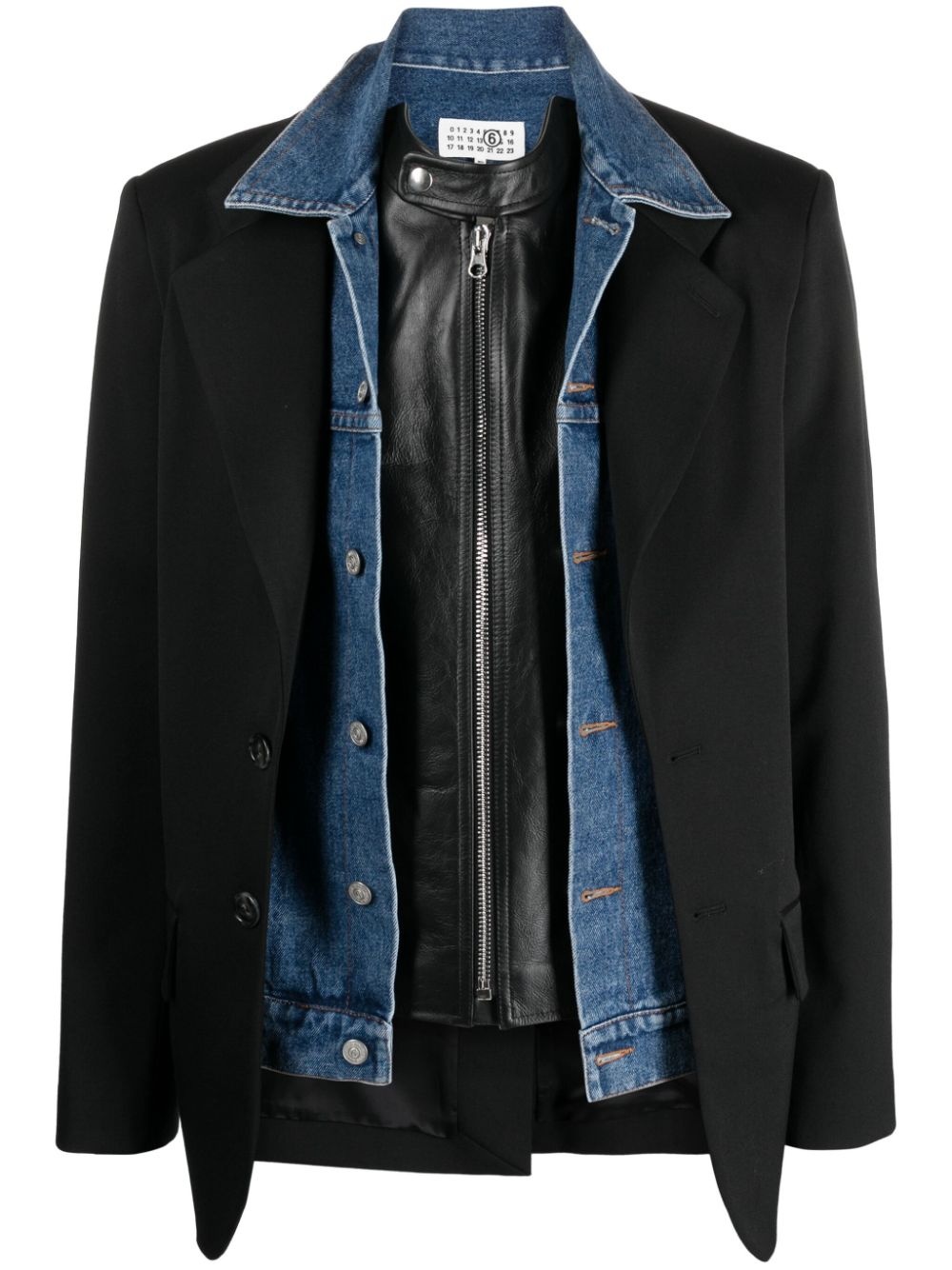 layered single-breasted blazer - 1