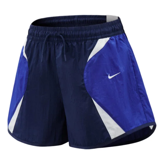 (WMNS) Nike Sportswear Loose Mid-Rise Track Shorts Asia Sizing 'Midnight Navy Old Royal White' IM840 - 1