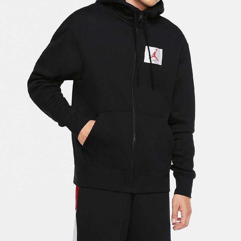 Air Jordan Flight Fleece Cardigan hooded Casual Sports Jacket Black CV6145-010 - 4