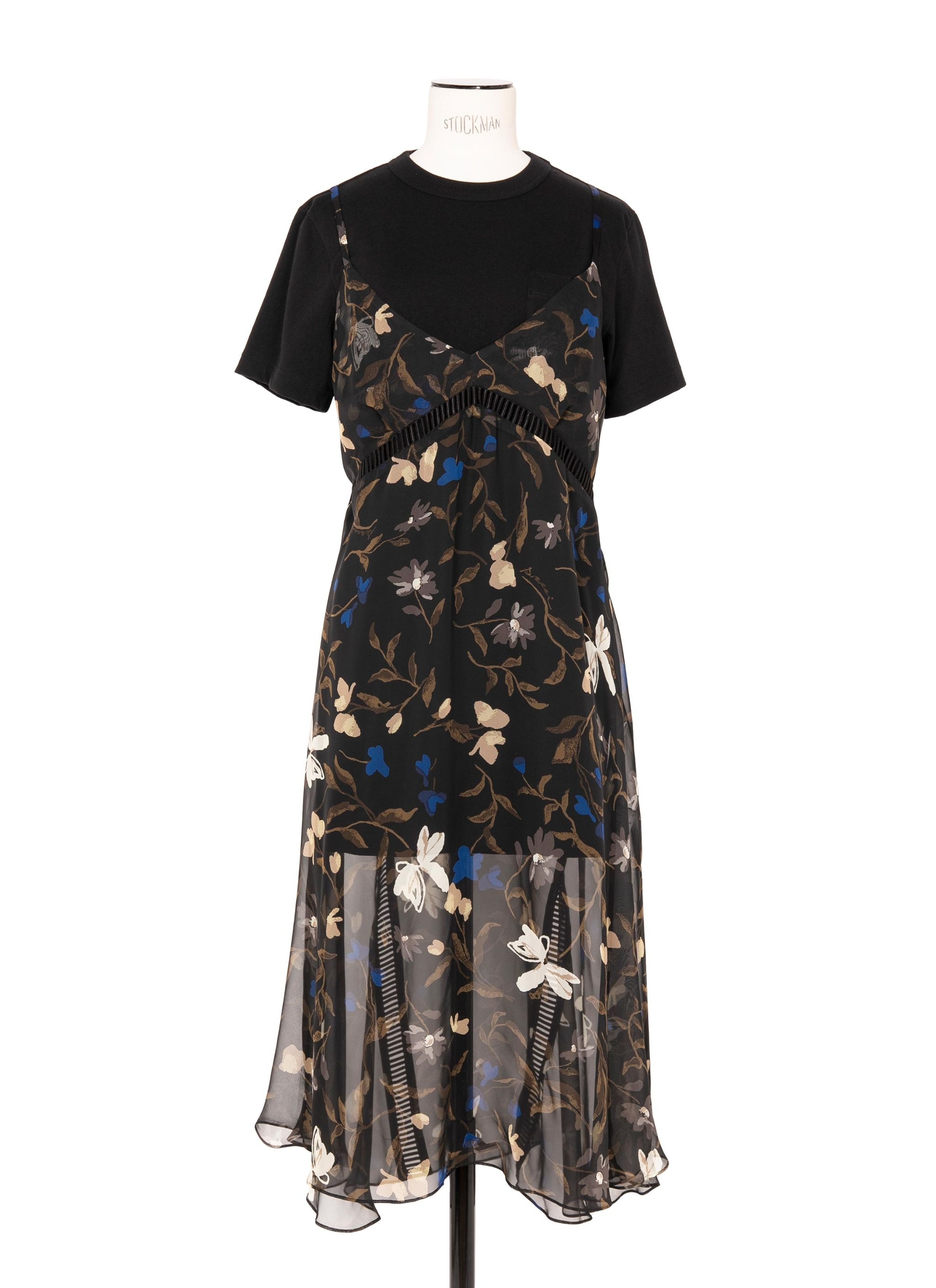 Floral Print Cotton Jersey Dress - 1