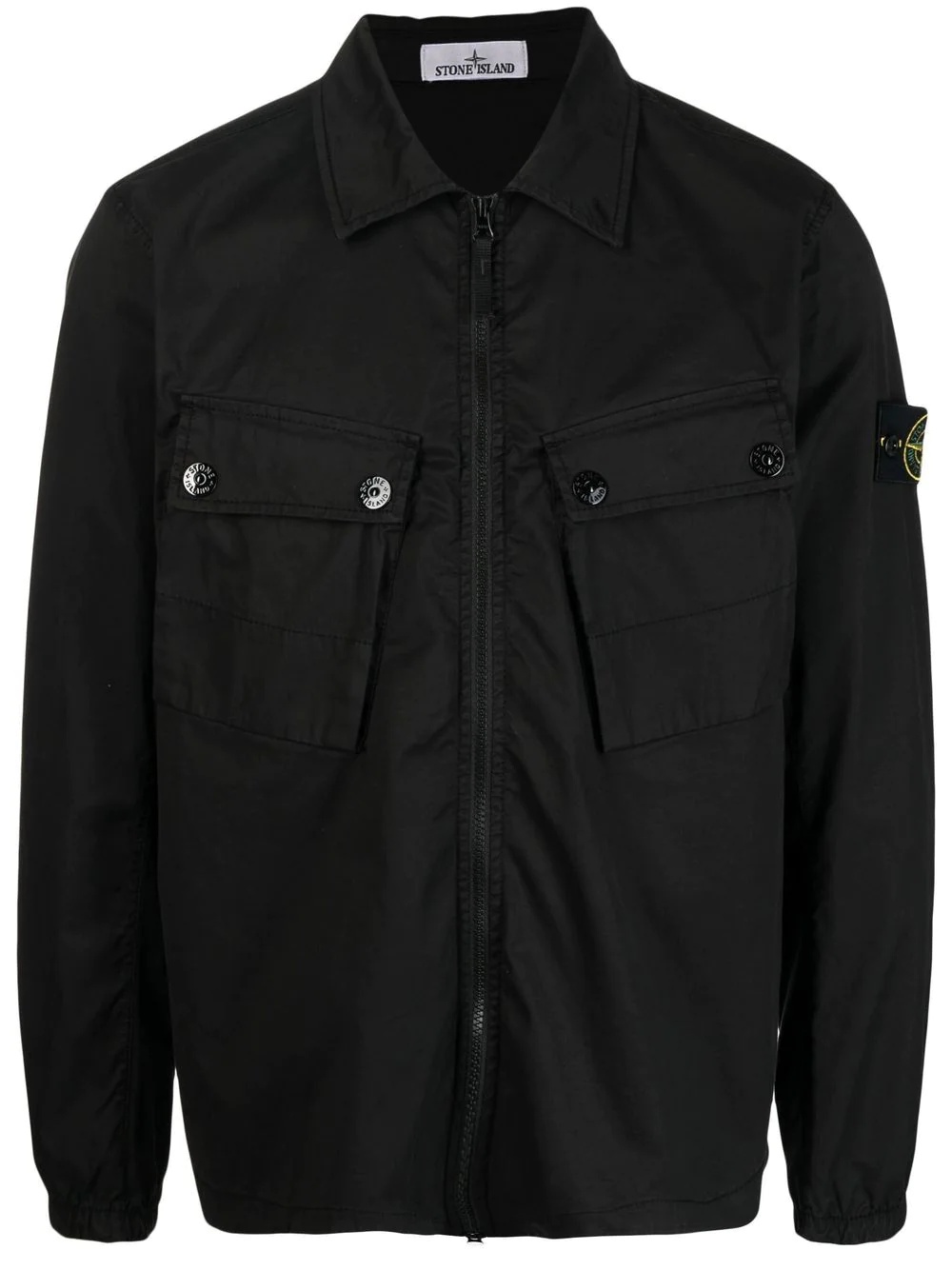 Compass-patch zip-up shirt - 1