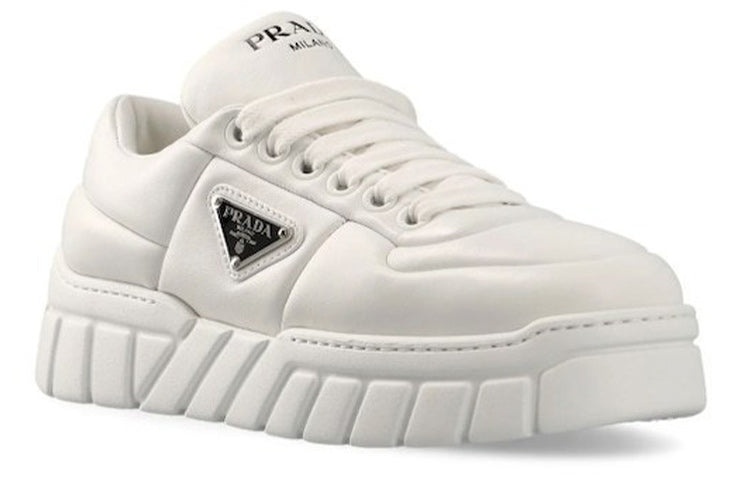 (WMNS) PRADA Padded Nappa Leather Sneakers 'White' 1E136N_2DL8_F0009 - 2