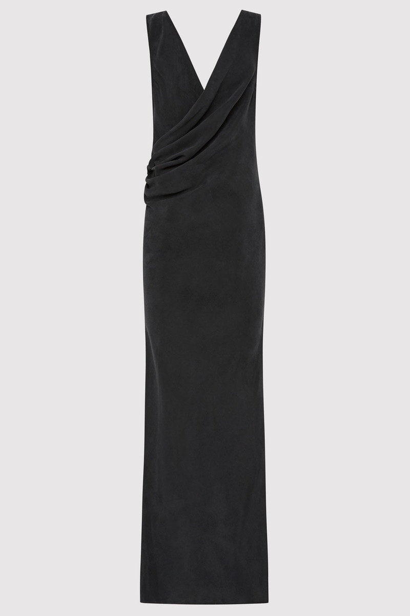 ST. AGNI Layered Drape Dress - Black - S24-913BLK | REVERSIBLE