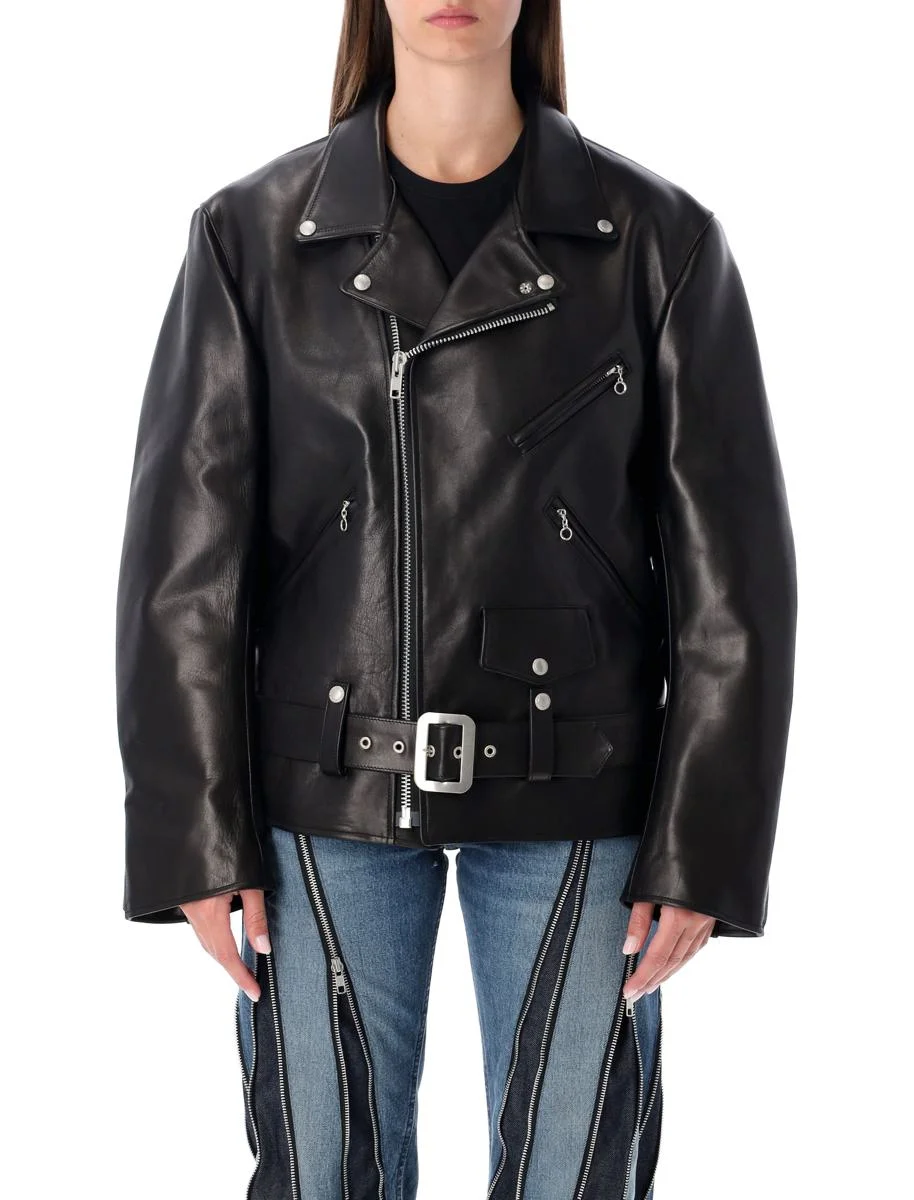 Junya Watanabe Black Leather Biker Jacket - 1